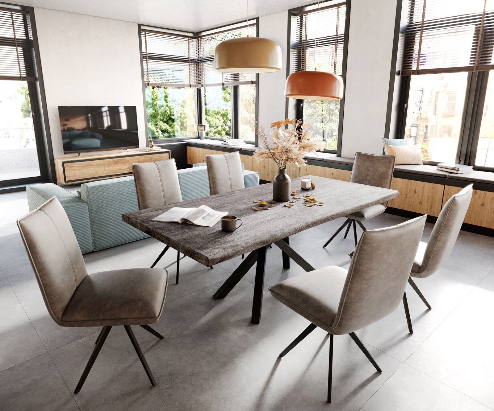 Esszimmerstuhl Lelio-Flex Mikrofaser Taupe Vintage Kreuzgestell breit Schwarz Taschenfederkern 3 Esszimmerstuhl Lelio-Flex Mikrofaser Taupe Vintage Kreuzgestell breit Schwarz Taschenfederkern 3