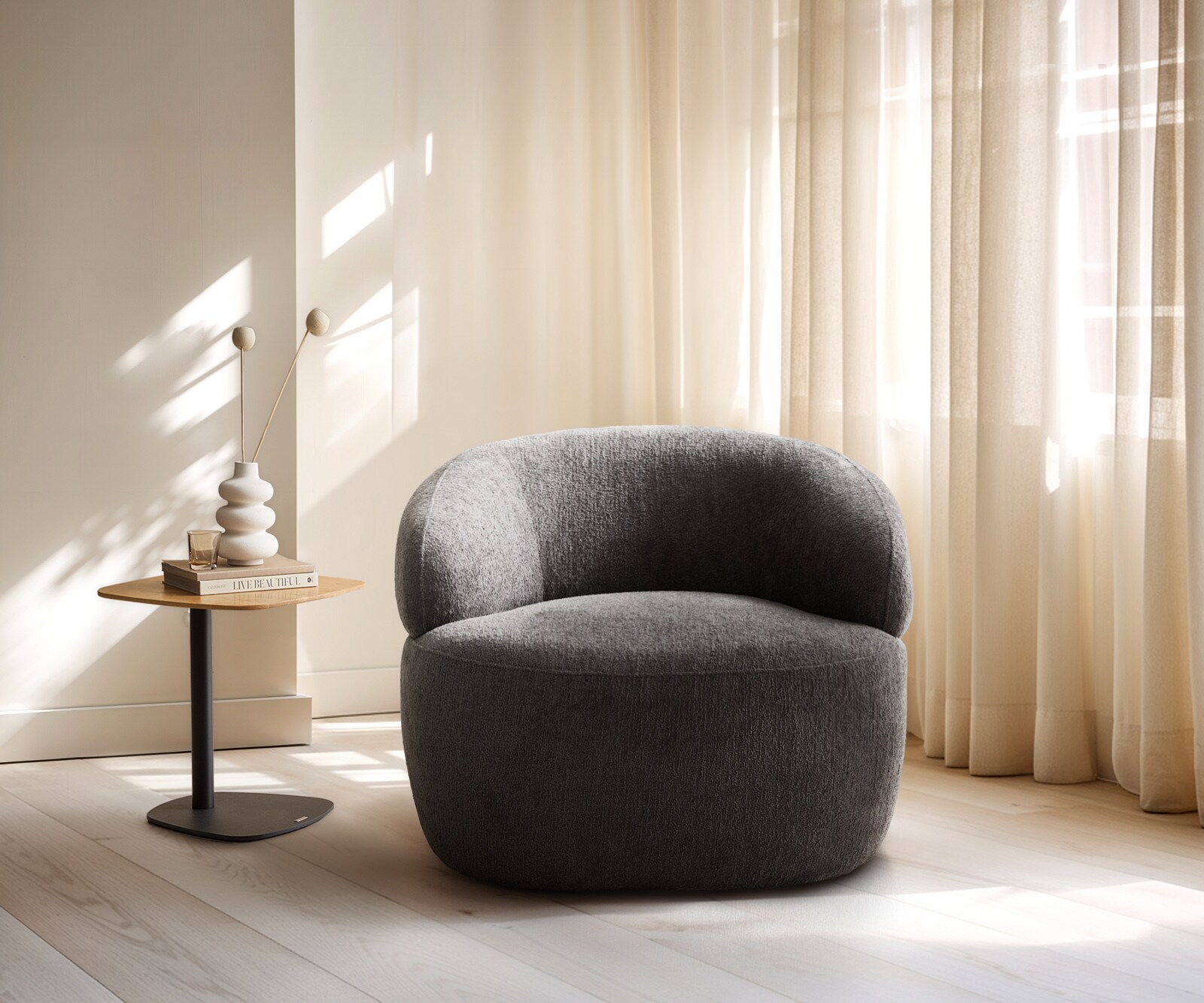 Loungesessel Nova 88x88 cm Bouclé Soft Schlamm 1