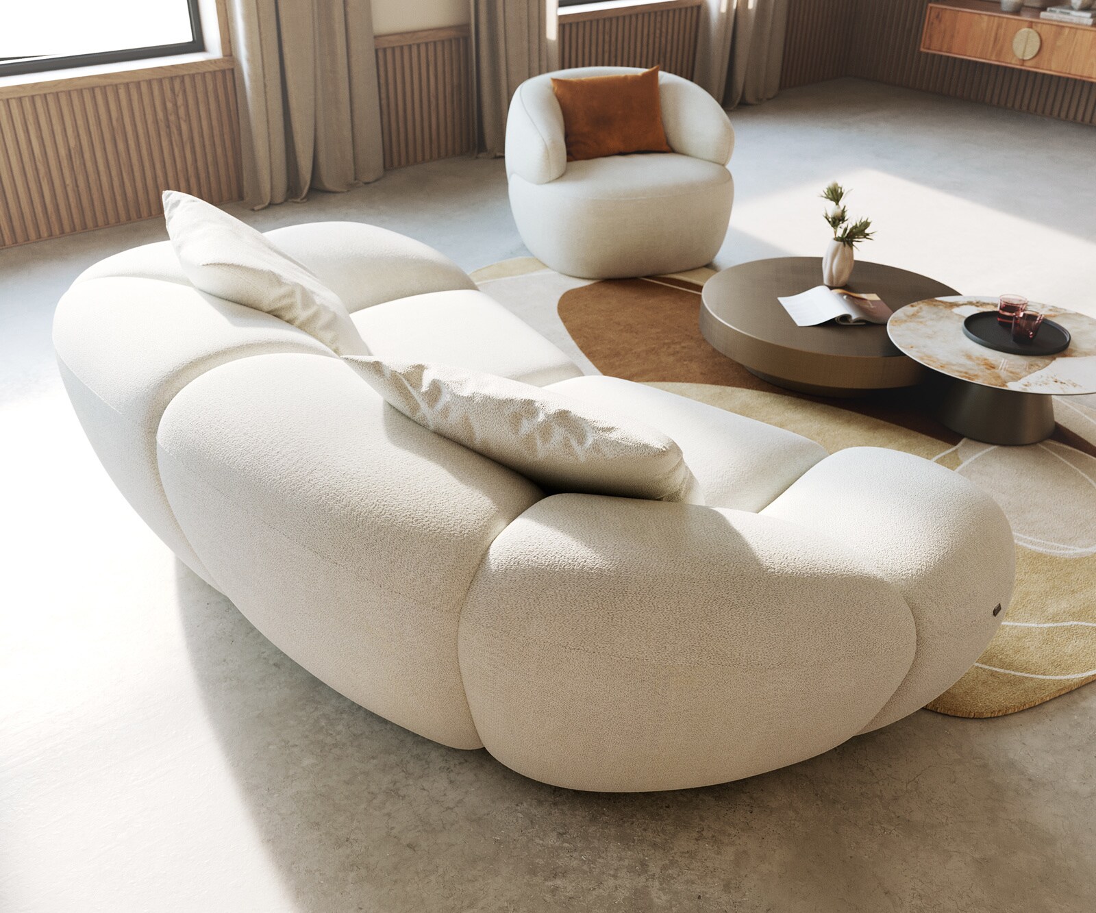 2-Sitzer Lunna 280x170 cm Bouclé Soft Beige 2 Kissen 5