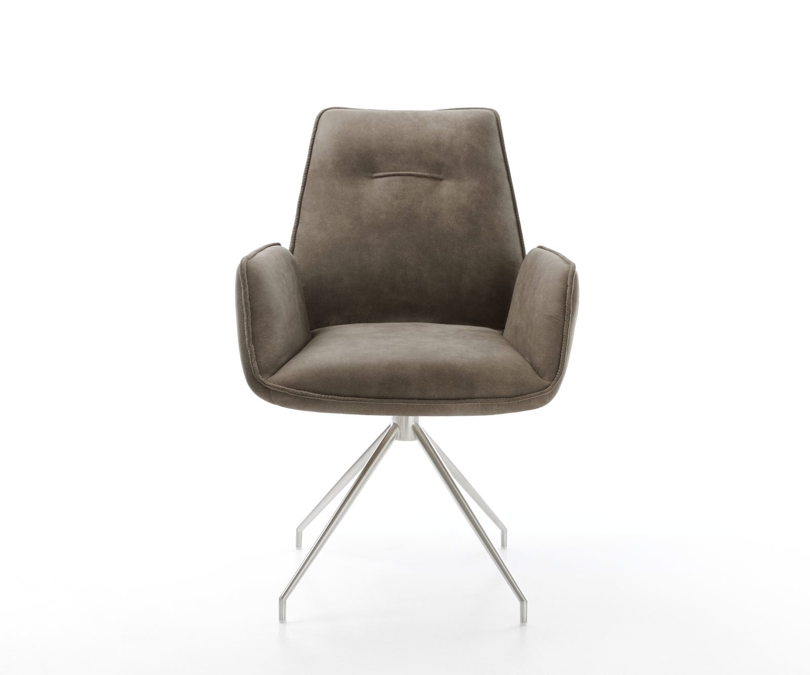 Esszimmerstuhl Zoa-Flex Mikrofaser Taupe Vintage Kreuzgestell konisch Edelstahl Taschenfederkern 1 Esszimmerstuhl Zoa-Flex Mikrofaser Taupe Vintage Kreuzgestell konisch Edelstahl Taschenfederkern 1