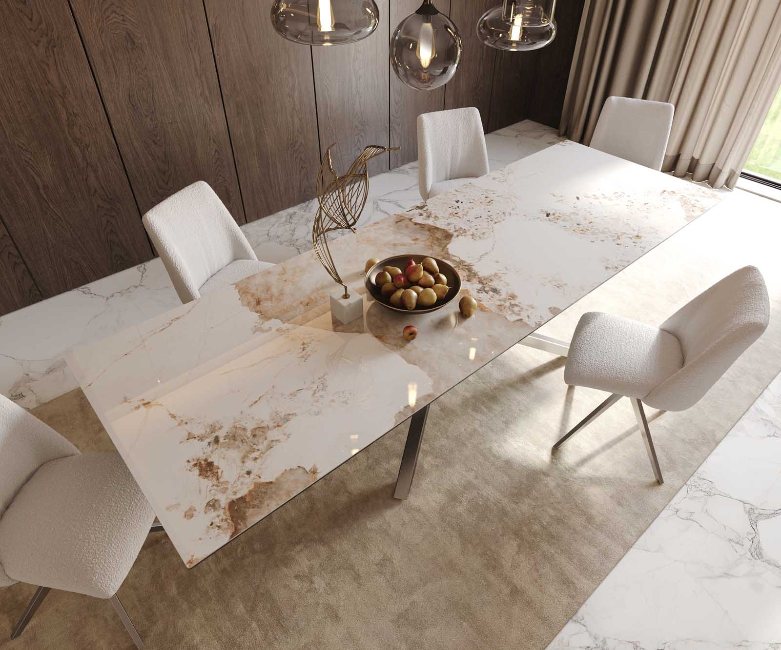 Esstisch Edge 300x100 Keramik Minas Melange Weiß-Beige Kreuzgestell Rechteck Edelstahl 5 Esstisch Edge 300x100 Keramik Minas Melange Weiß-Beige Kreuzgestell Rechteck Edelstahl 5