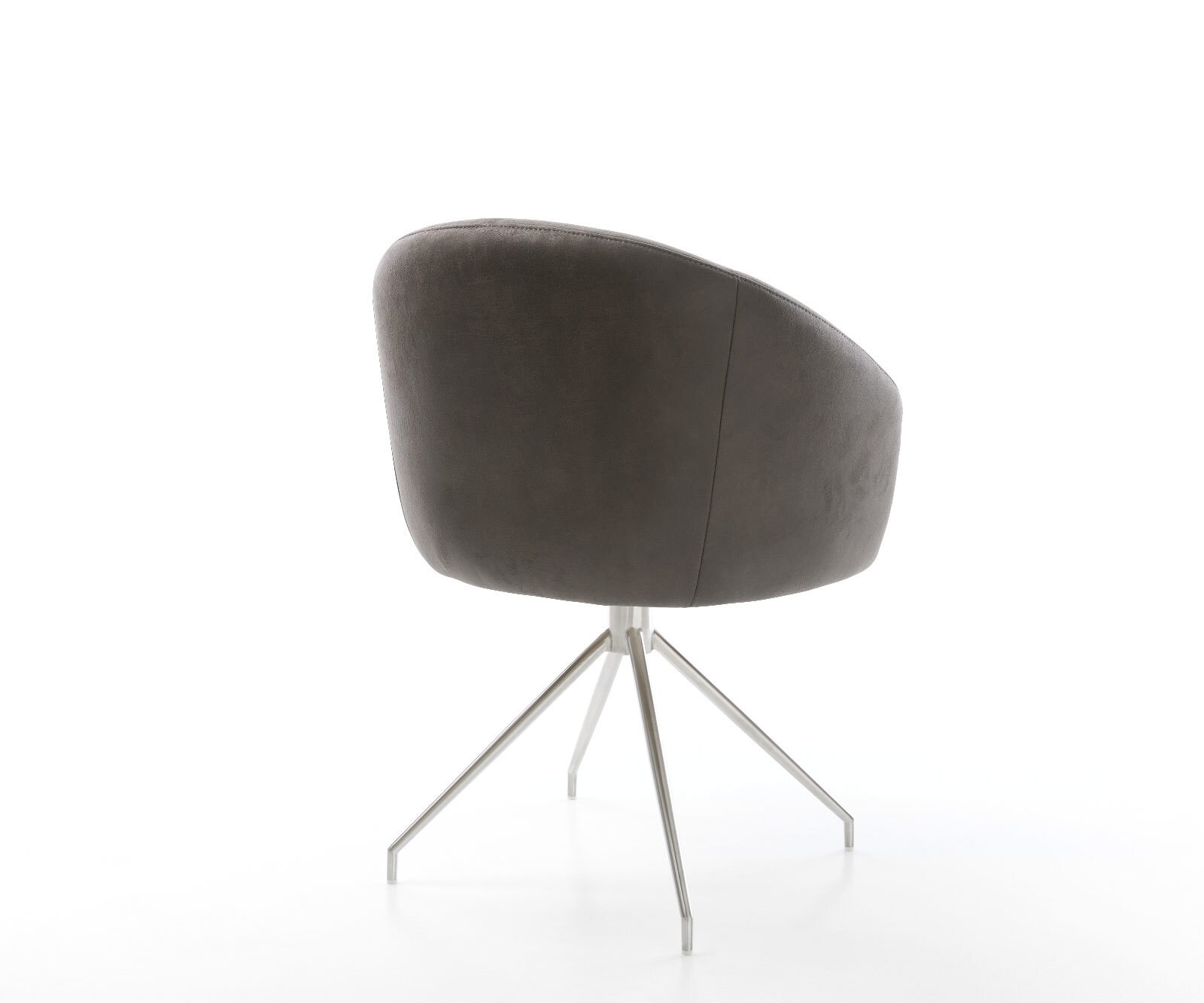 Chaise-pivotante Caja-Flex avec accoudoirs microvelours anthracite vintage pied croisé conique acier inoxydable brossé pivotement sur 180° ressorts ensachés 5