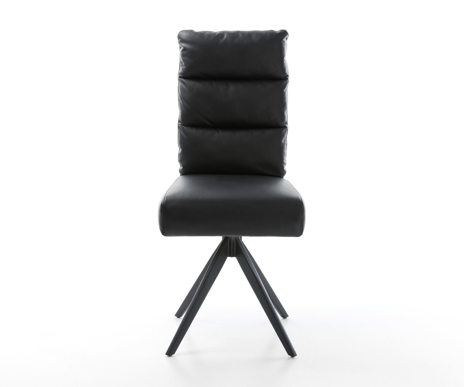Chaise-de-salle-à-manger Pela-Flex cuir de vache noir pied croisé angulaire noir ressorts ensachés 2