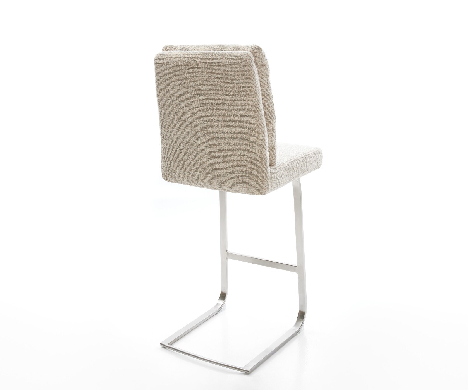 Chaise-de-bar Pela-Flex Tissu tissé doux Beige Pied cantilever acier inoxydable Argent 5