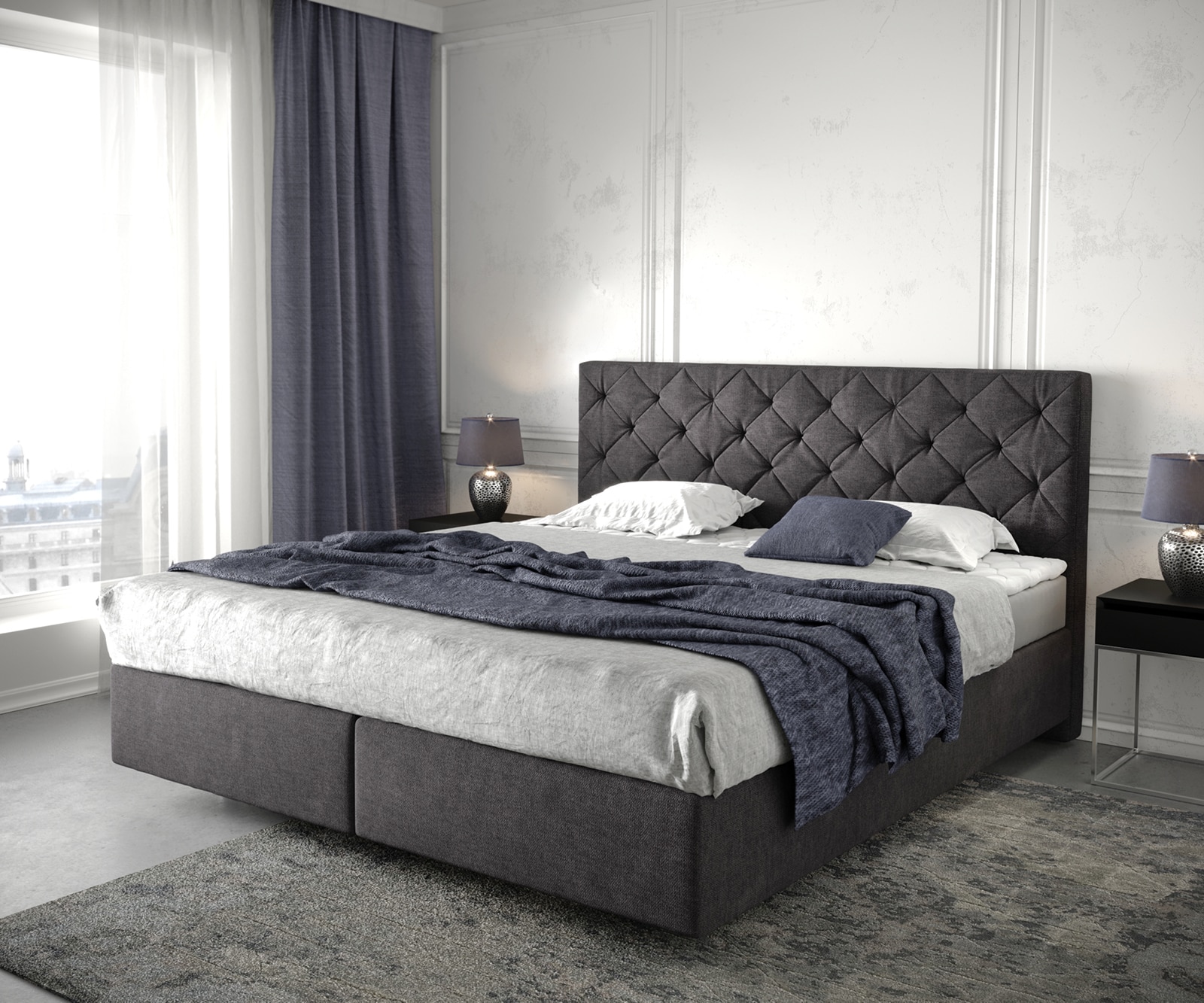 Boxspringbett Dream-Great 180x200 cm Schwarz mit Matratze und Topper Boxspringbett Dream-Great 180x200 cm Schwarz mit Matratze und Topper