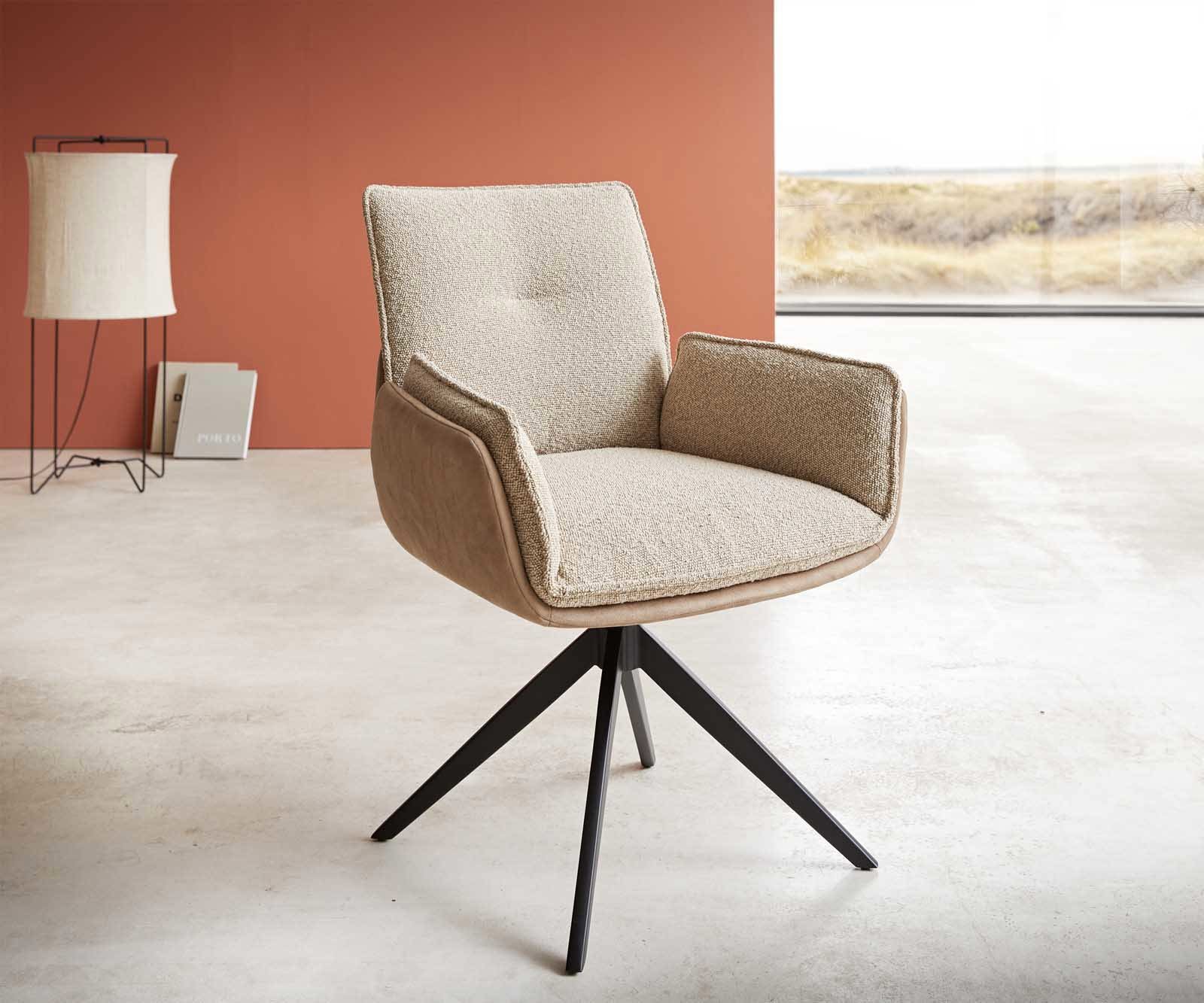 Drehstuhl Nela-Flex Materialmix Schlamm Kreuzgestell breit Schwarz 360° drehbar Drehstuhl Nela-Flex Materialmix Schlamm Kreuzgestell breit Schwarz 360° drehbar