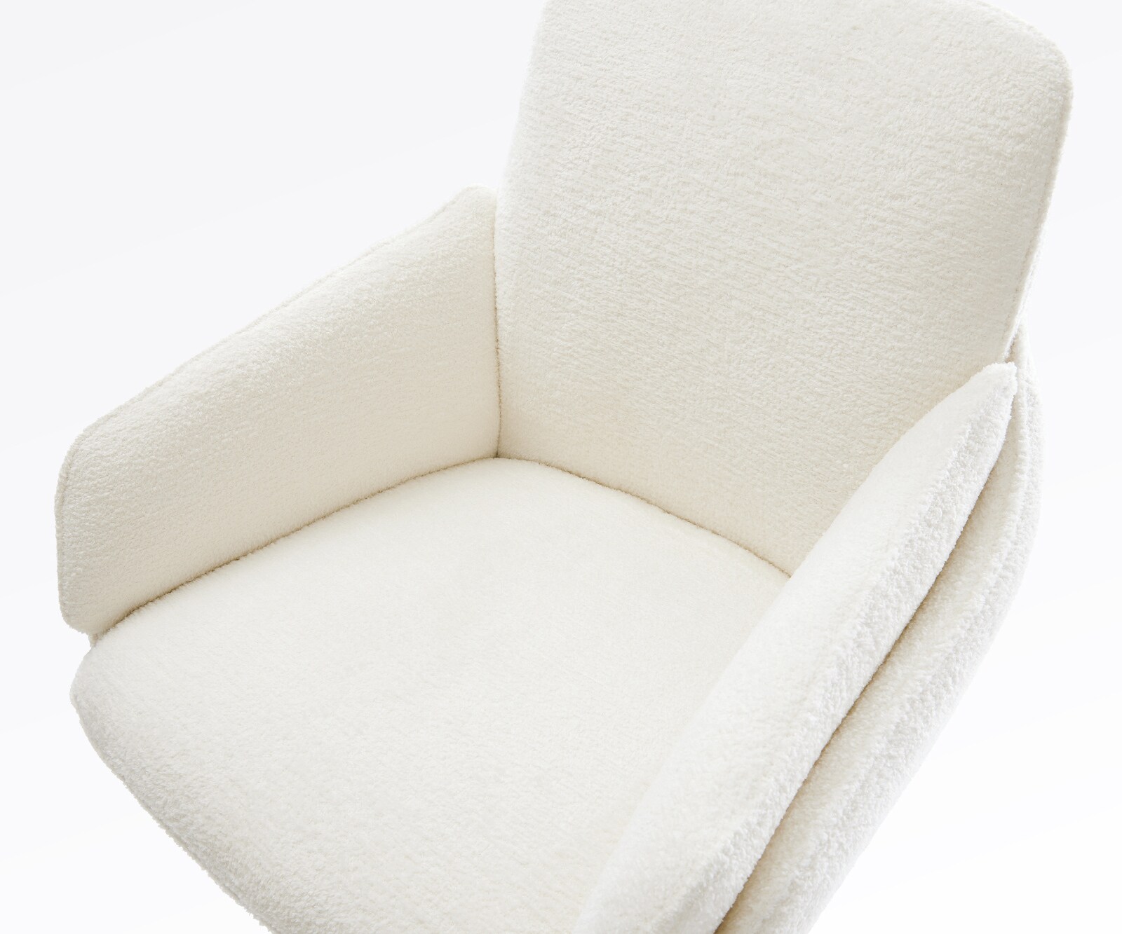Chaise-de-bar Luan-Flex Bouclé doux Beige Pied pivotant réglable en hauteur en acier inoxydable Argent 4