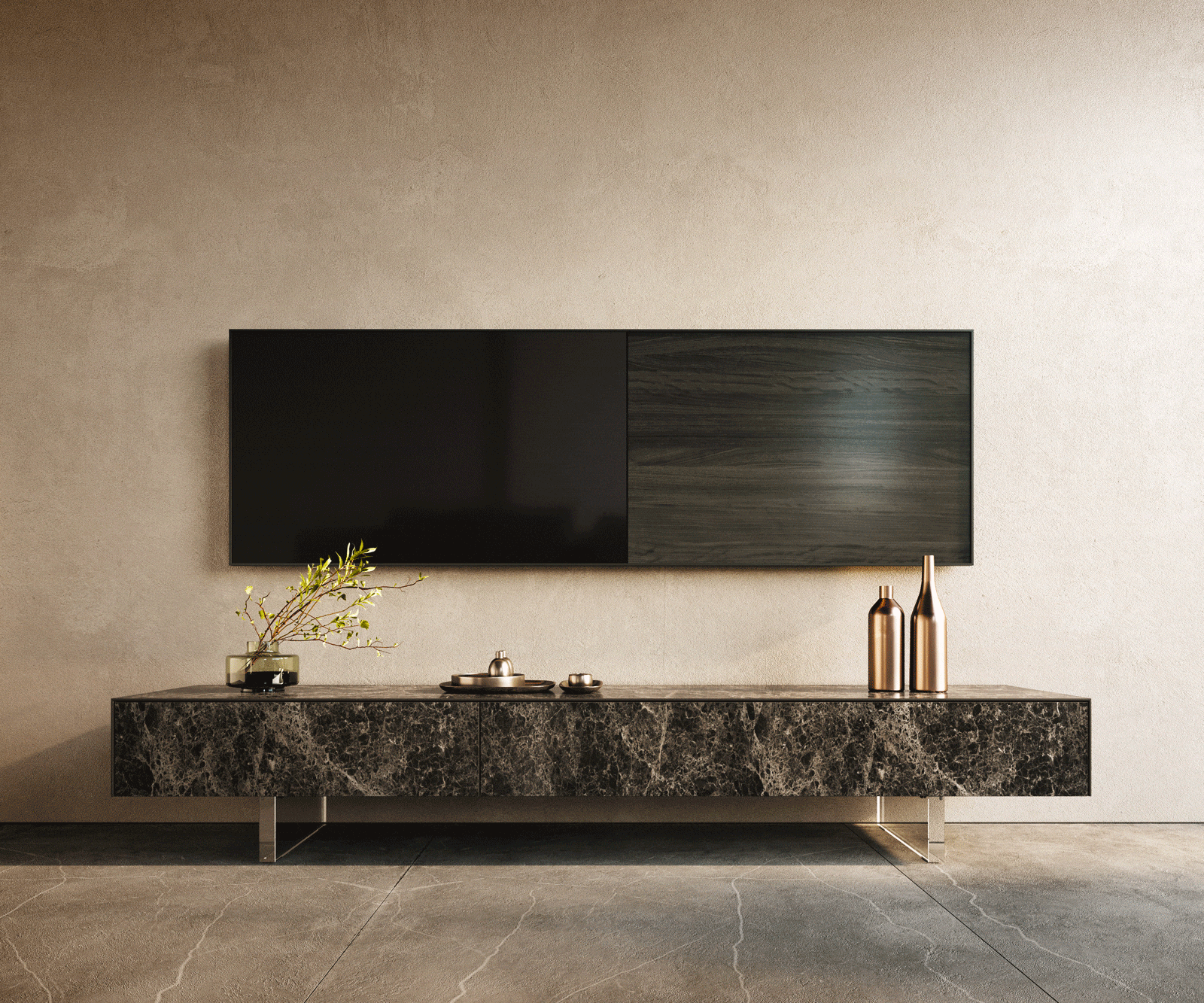 Lowboard Cuor 200 cm Keramik Laminam® Emperador Extra Lucidato Dunkelbraun 1 Klappe 1 Schubfach Fuß Schwebeoptik Acrylglas 1 Lowboard Cuor 200 cm Keramik Laminam® Emperador Extra Lucidato Dunkelbraun 1 Klappe 1 Schubfach Fuß Schwebeoptik Acrylglas 1