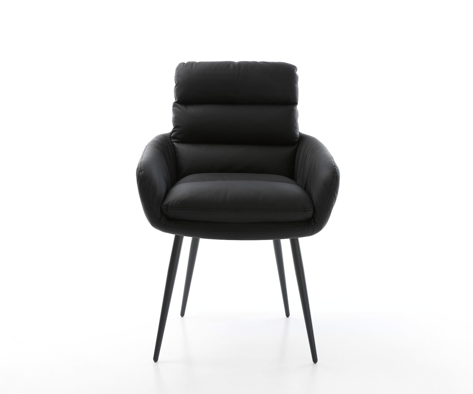 Esszimmerstuhl Abelia-Flex mit Armlehnen Echt-Leder Schwarz 4-Fuß konisch Schwarz 1 Esszimmerstuhl Abelia-Flex mit Armlehnen Echt-Leder Schwarz 4-Fuß konisch Schwarz 1