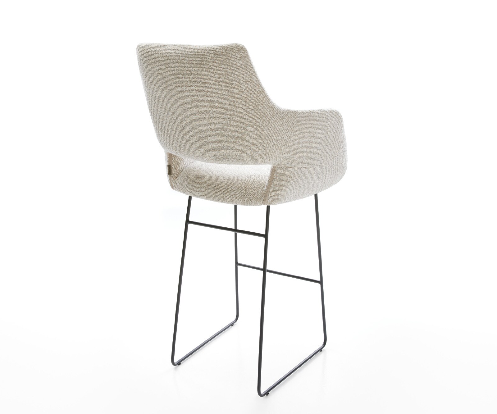 Chaise-de-bar Yago-Flex Tissu tissé doux Beige Pied trapèze noir Noir Ressort ensaché 4
