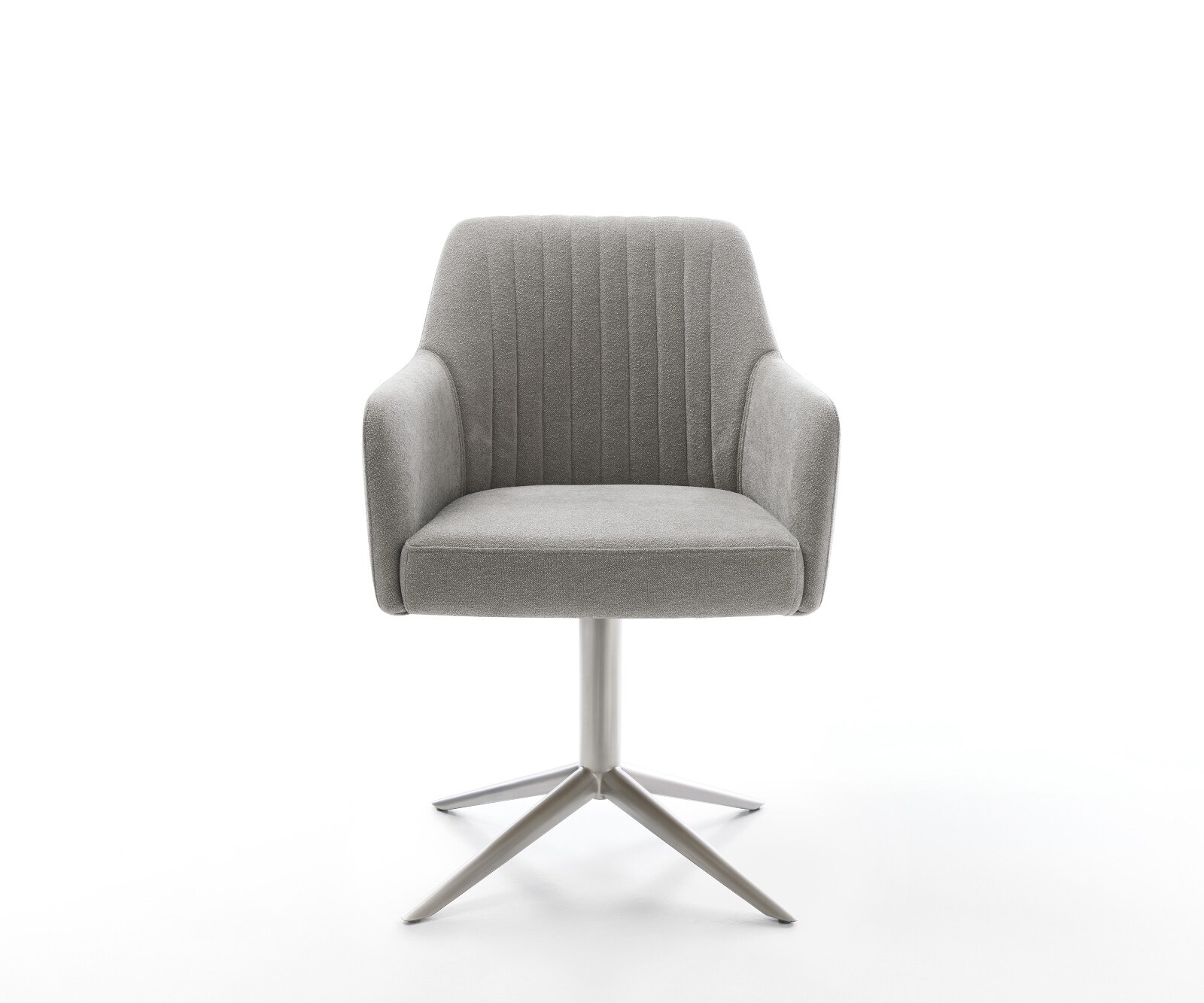 Chaise-pivotante Greg-Flex tissu structuré doux gris pied de chaise 4 branches acier inoxydable pivotement sur 360° fonction bascule resorts ensachés 1