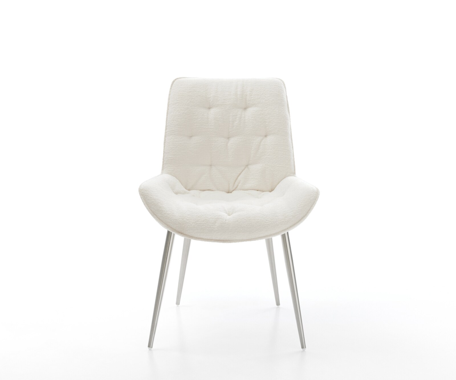 Esszimmerstuhl Taimi-Flex Bouclé Soft Beige 4-Fuß konisch Edelstahl 2