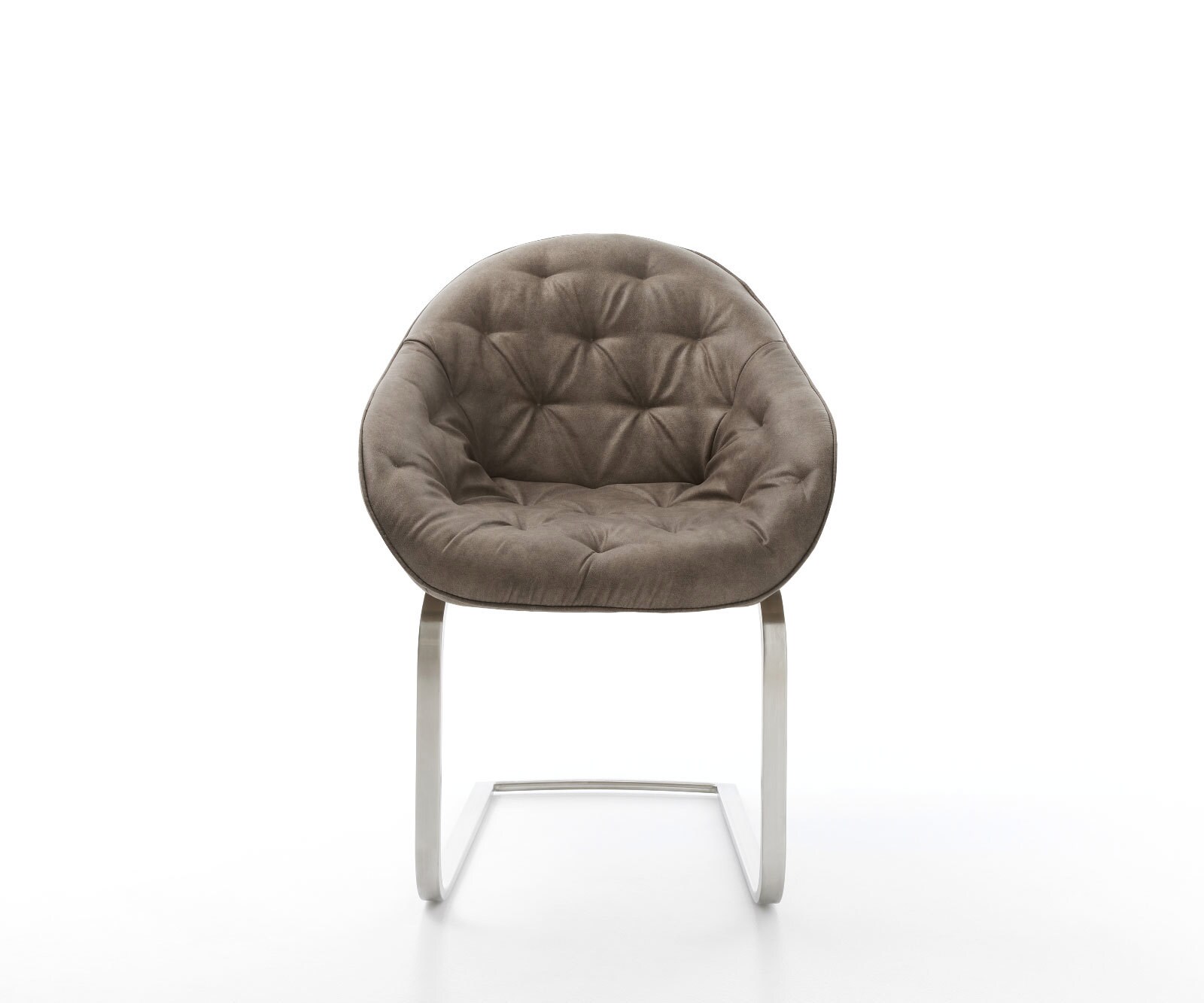 Cantilever Gaio-Flex microvelours taupe vintage pied cantilever plat acier inoxydable brossé 2