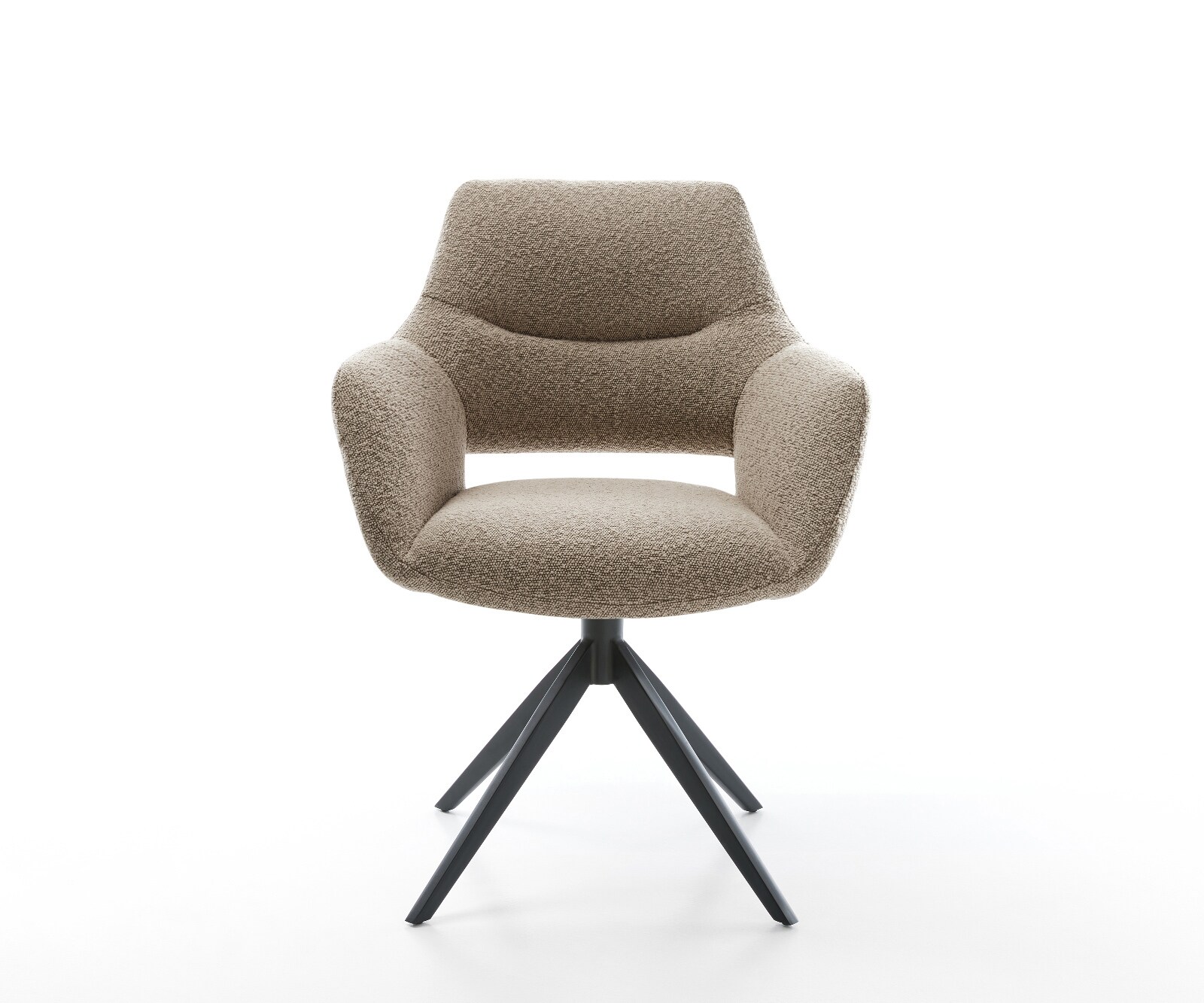 Chaise-pivotante Yago-Flex avec accoudoirs bouclé boue pied croisé large noir pivotement sur 360° fonction bascule ressorts ensachés 1