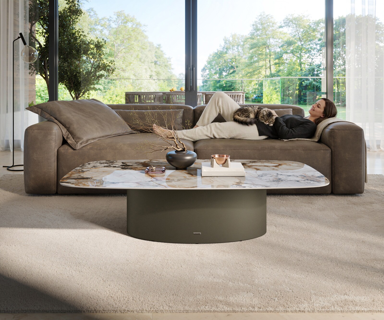 Couchtisch Edge Boot 140x80 cm Keramik Patagonia Poliert Casilda Effektfinish Titan 1