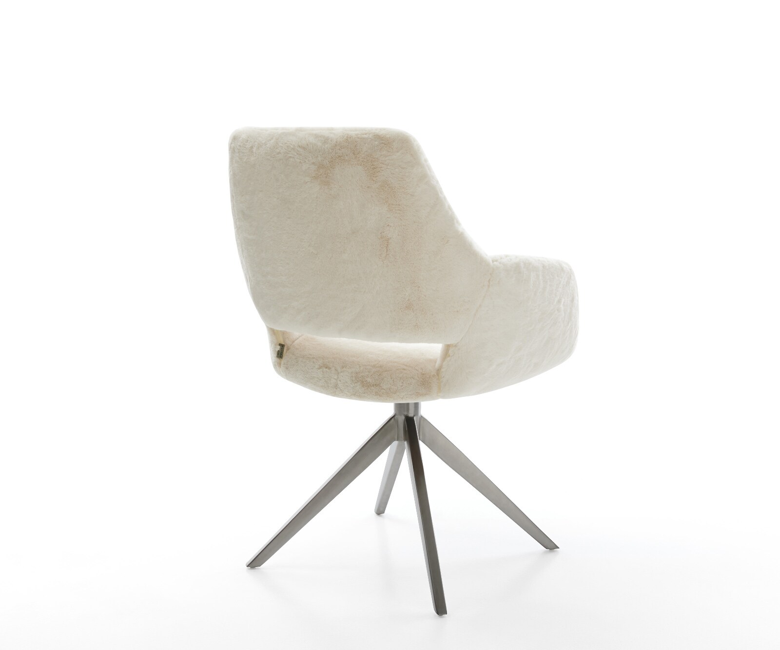 Drehstuhl Yago-Flex mit Armlehnen Plüsch Creme-Weiß Kreuzgestell breit Graphit 360° drehbar Wippfunktion Taschenfederkern 4