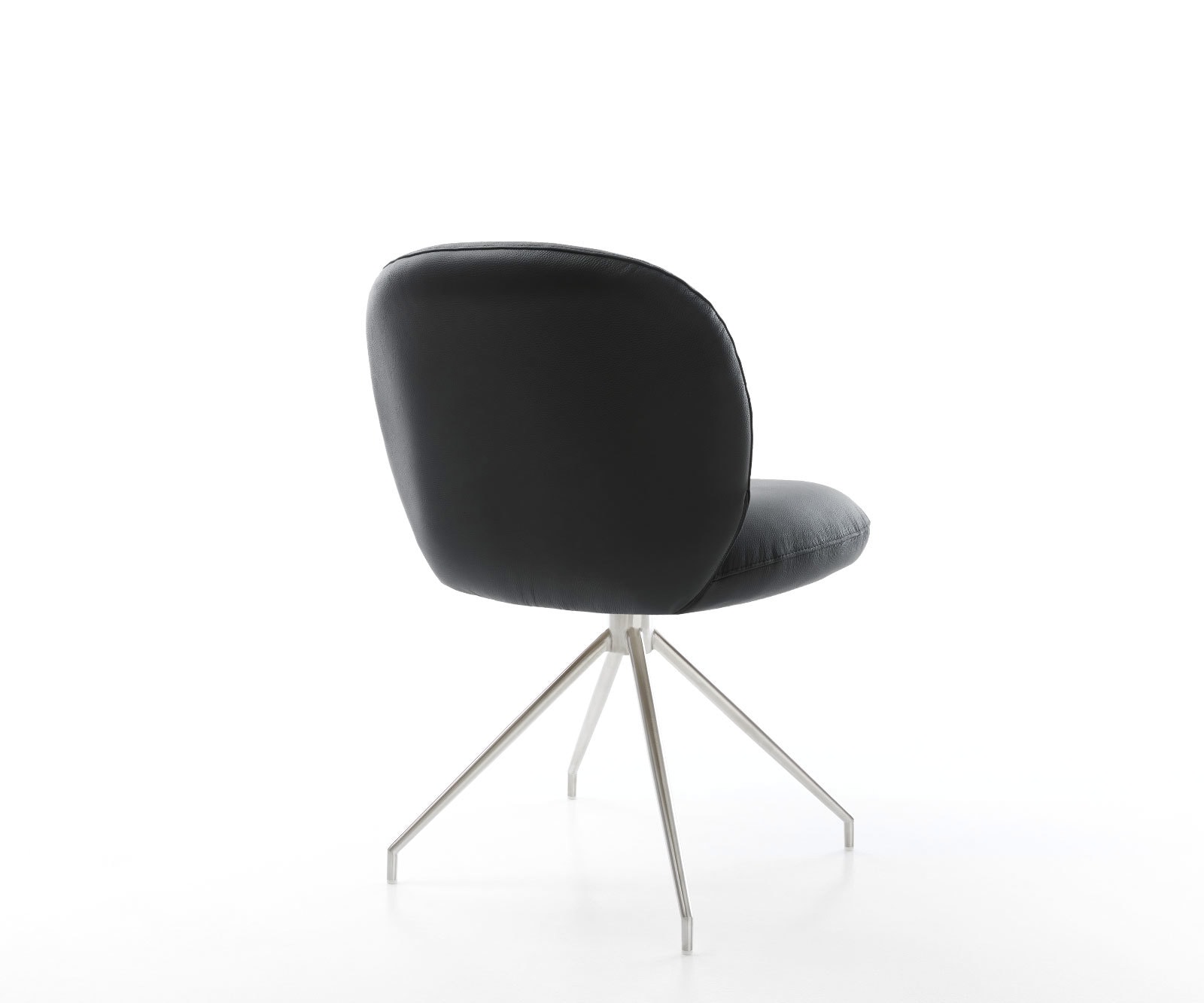 Chaise-pivotante Nube-Flex cuir de vache noir pied croisé conique acier inoxydable brossé pivotement sur 180° ressorts ensachés 5 Chaise-pivotante Nube-Flex cuir de vache noir pied croisé conique acier inoxydable brossé pivotement sur 180° ressorts ensachés 5