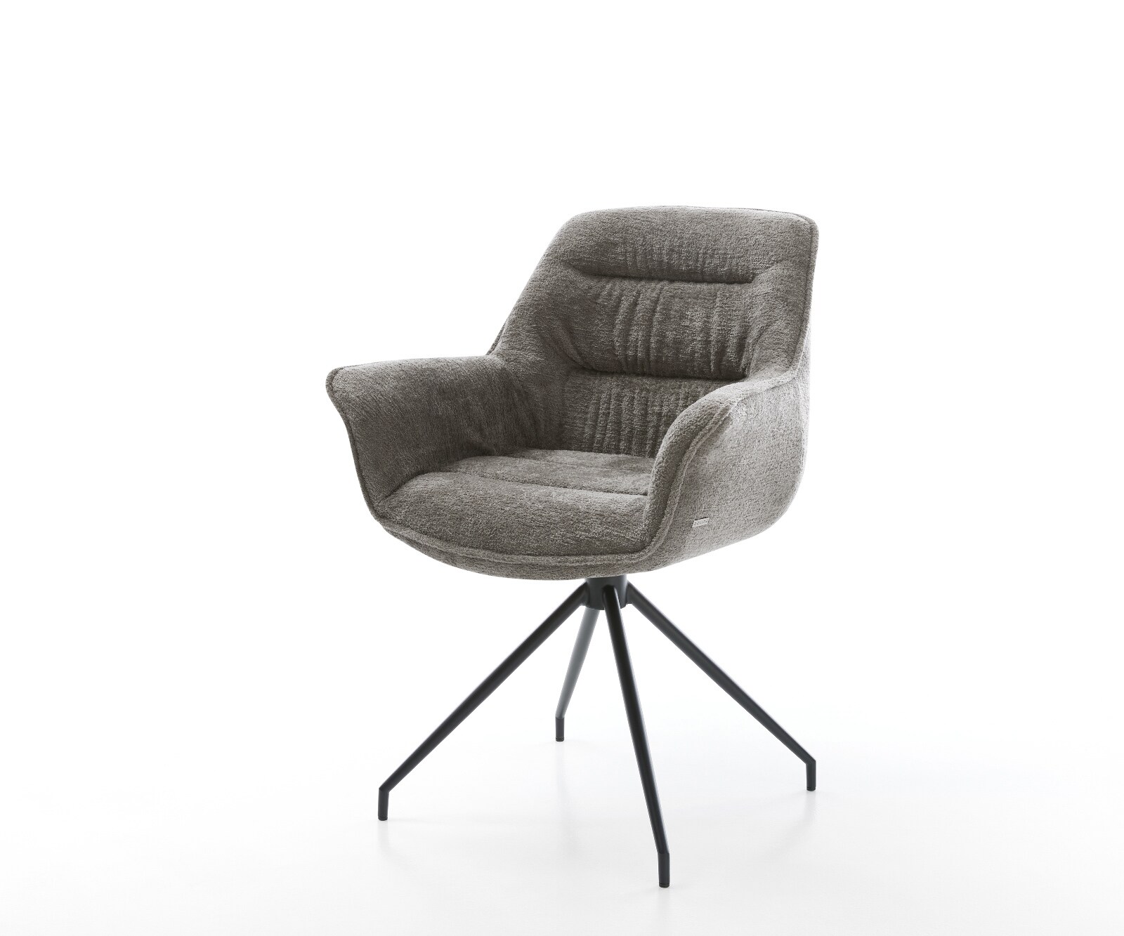 Chaise-de-salle-à-manger Kaira-Flex bouclé doux couleur boue pied croisé conique noir 1