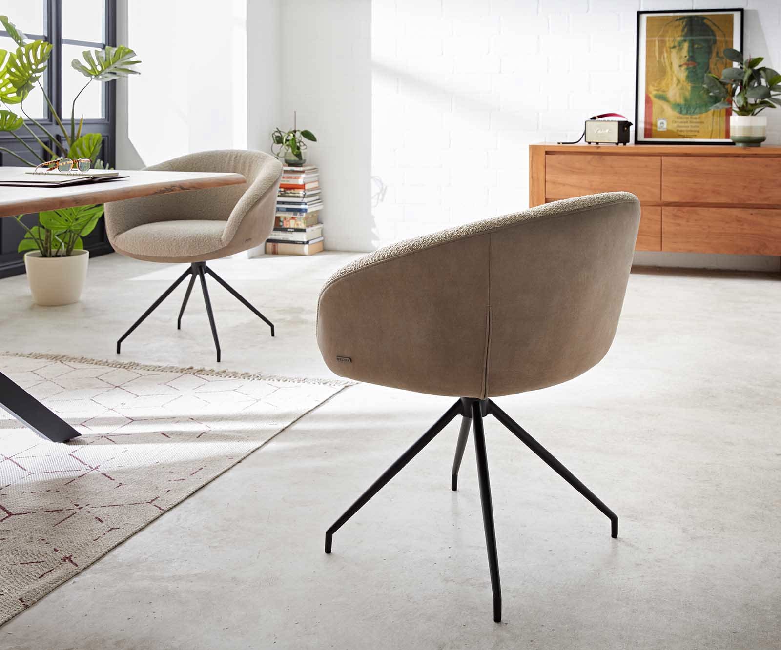 Drehstuhl Vinka-Flex mit Armlehnen Materialmix Schlamm Kreuzgestell konisch Schwarz 180° drehbar Taschenfederkern 4 Drehstuhl Vinka-Flex mit Armlehnen Materialmix Schlamm Kreuzgestell konisch Schwarz 180° drehbar Taschenfederkern 4