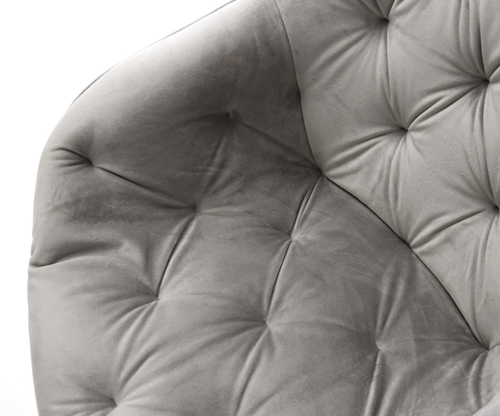 Chaise-de-salle-à-manger Gaio-Flex velours gris pied croisé angulaire acier inoxydable brossé 3