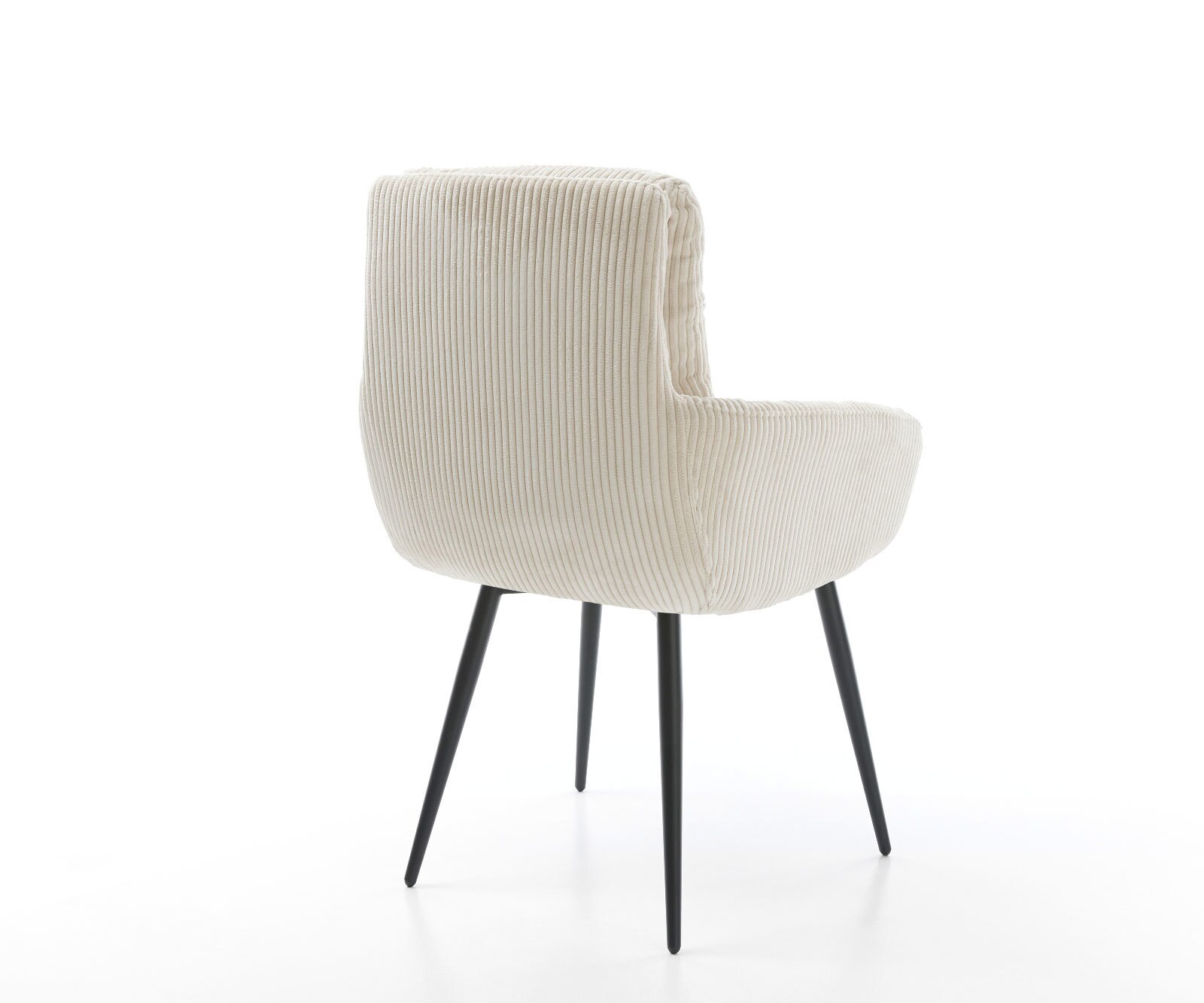 Chaise-de-salle-à-manger Abelia-Flex avec accoudoirs côtelé beige vintage 4 pieds coniques noir 4