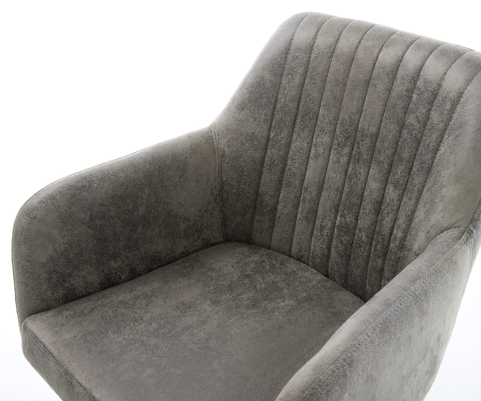 Chaise-de-salle-à-manger Greg-Flex microvelours gris antique pied croisé conique acier inoxydable brossé ressorts ensachés 4 Chaise-de-salle-à-manger Greg-Flex microvelours gris antique pied croisé conique acier inoxydable brossé ressorts ensachés 4