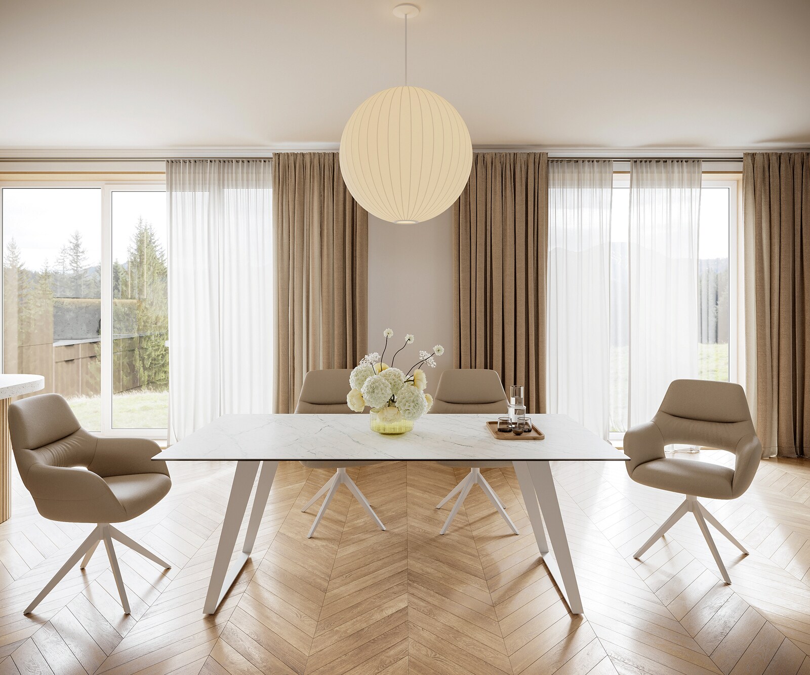 Esstisch Edge 200x100 cm Keramik Laminam® Statuarietto Weiß Metall Schräg Weiß 1