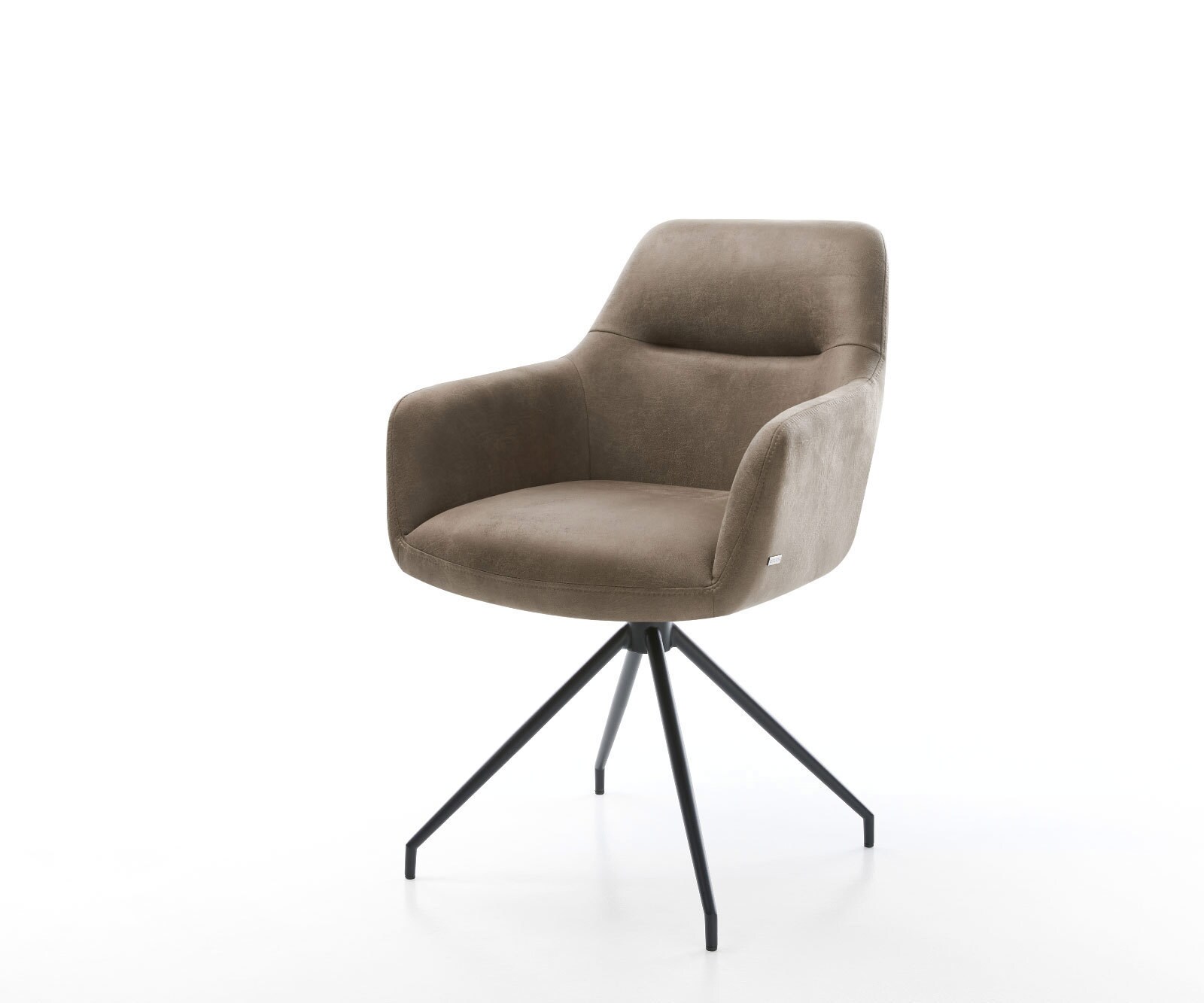 Chaise-pivotante Pejo-Flex taupe vintage cadre croisé conique noir pivote sur 180°