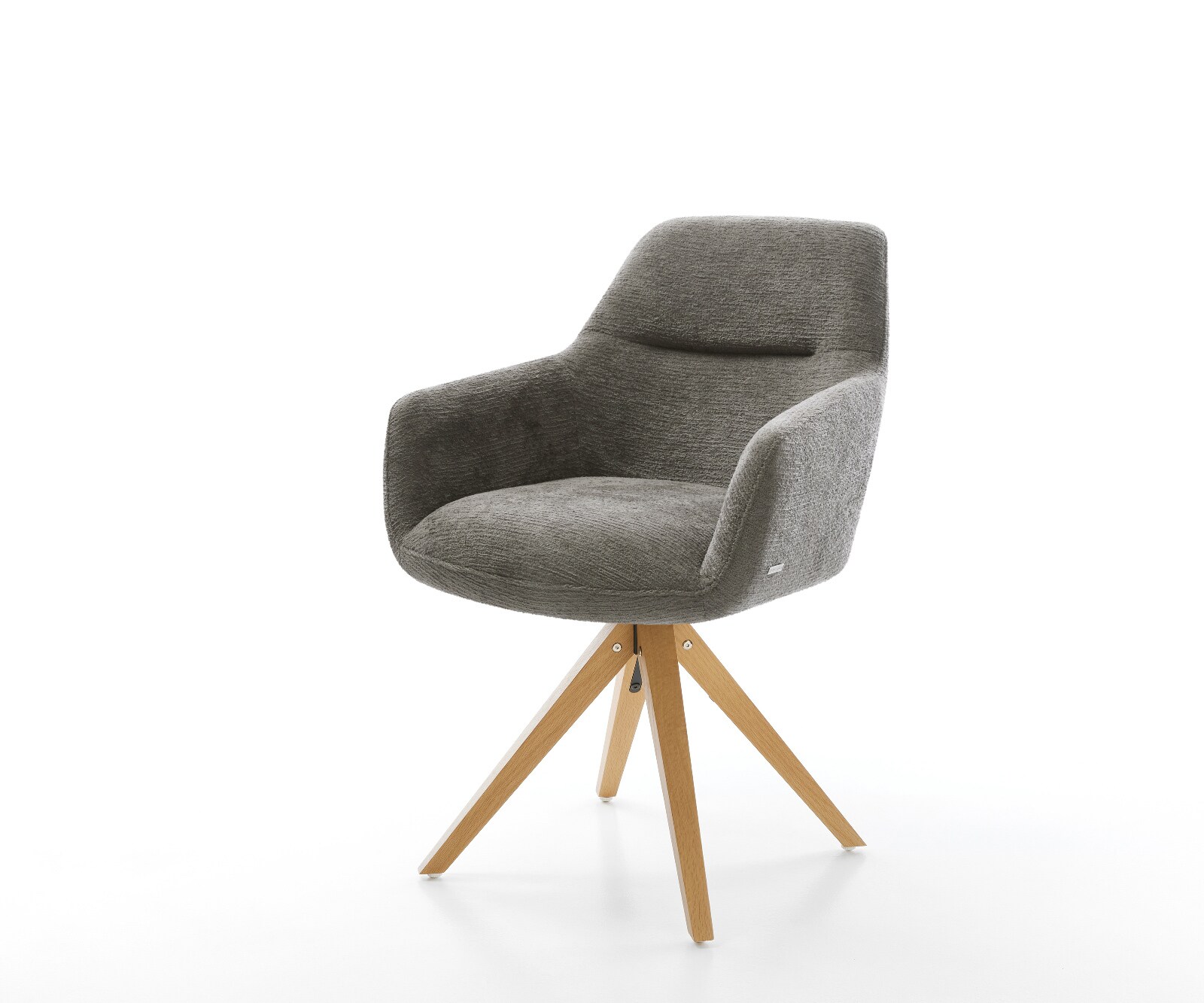 Drehstuhl Pejo-Flex Bouclé Soft Schlamm Holzgestell kantig Natur 360° drehbar Taschenfederkern 1