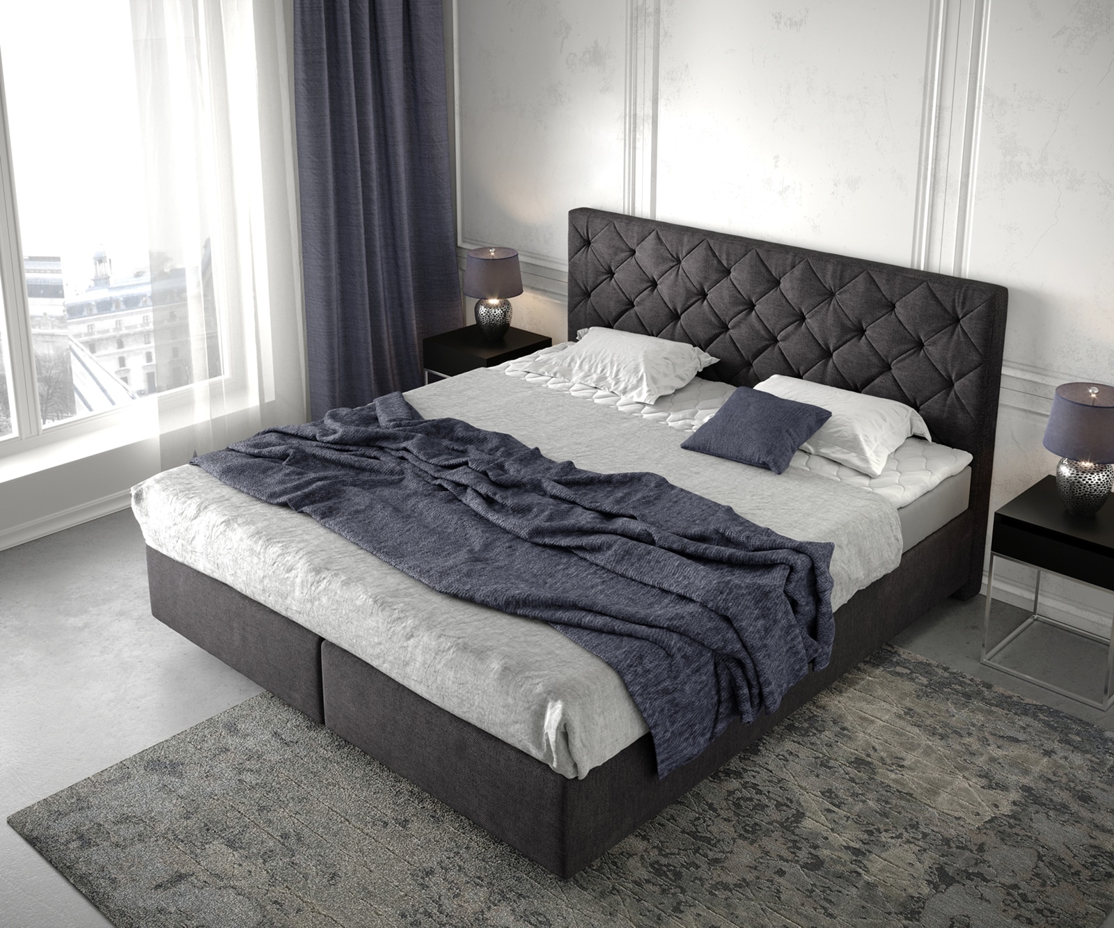 Boxspringbett Dream-Great 180x200 cm Schwarz mit Matratze und Topper 3 Boxspringbett Dream-Great 180x200 cm Schwarz mit Matratze und Topper 3