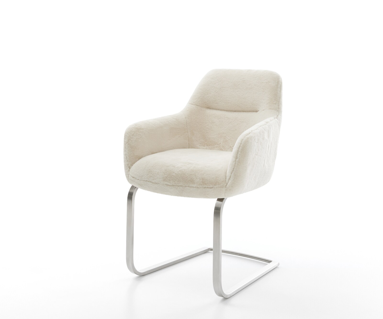 Freischwinger Pejo-Flex Plüsch Creme-Weiß Freischwinger flach Edelstahl Taschenfederkern 1