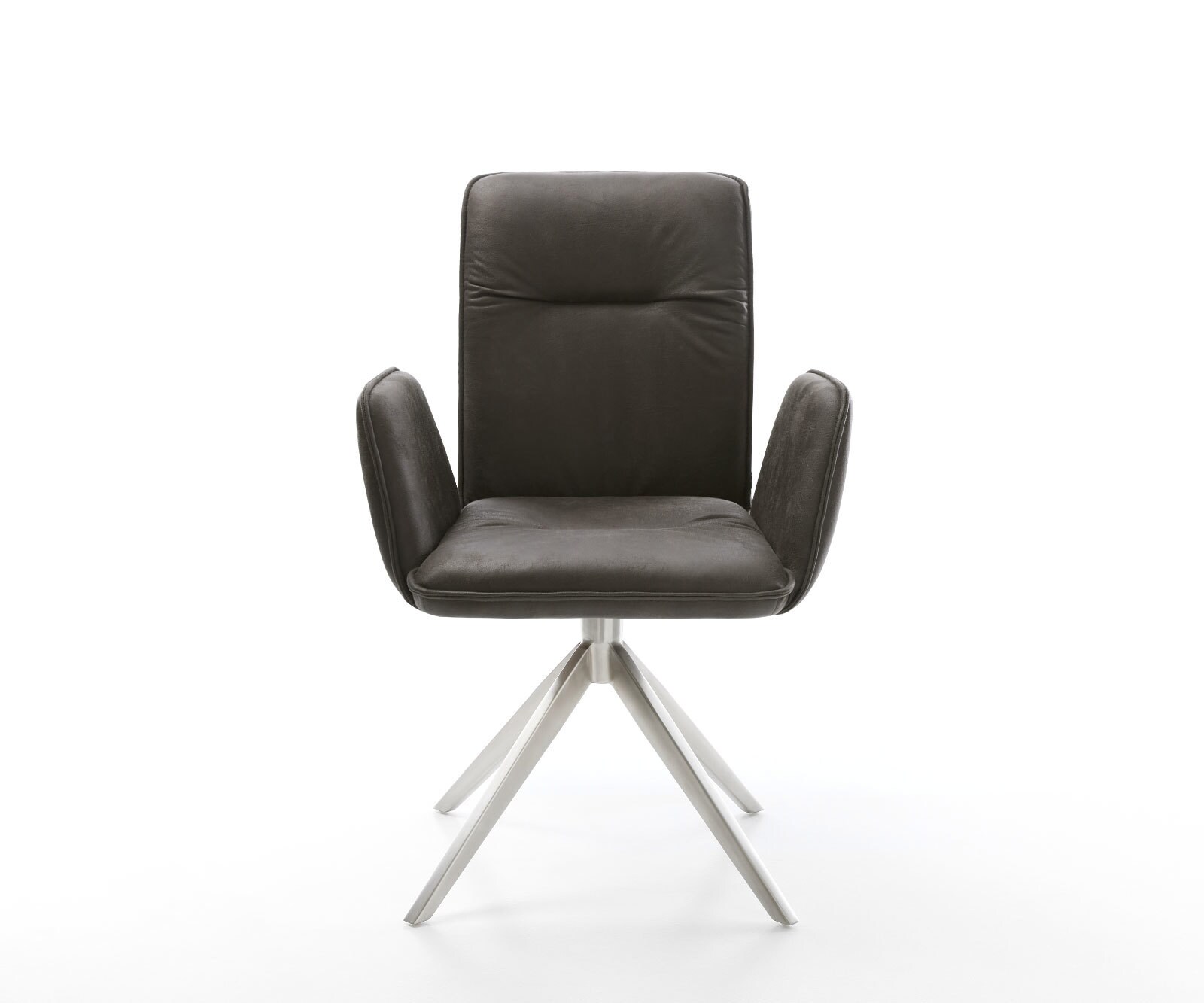 Chaise-pivotante Vinja-Flex microvelours anthracite vintage pied croisé large acier inoxydable brossé pivotement sur 360° fonction bascule 1