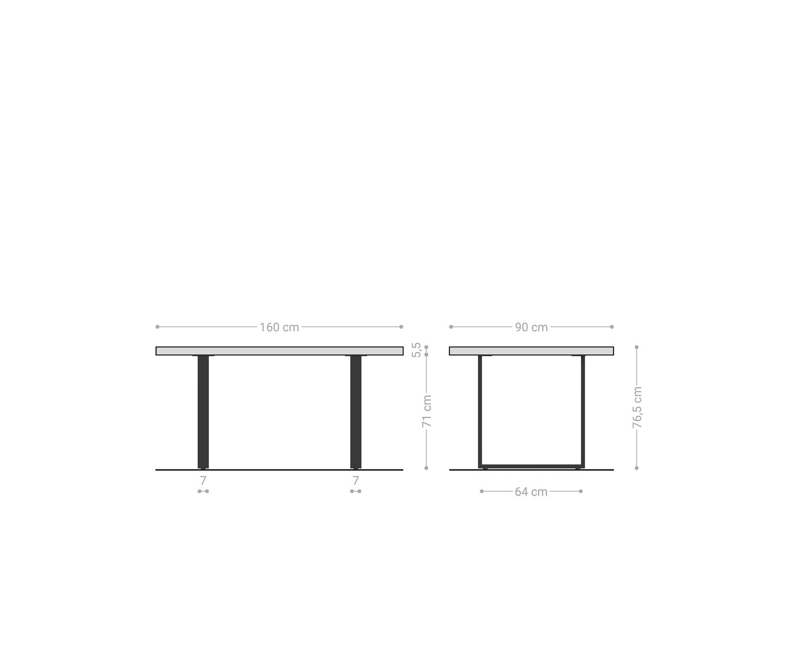 Esstisch Edge 160x90 XL Akazie Natur Metall Schmal schwarz Live-Edge 6