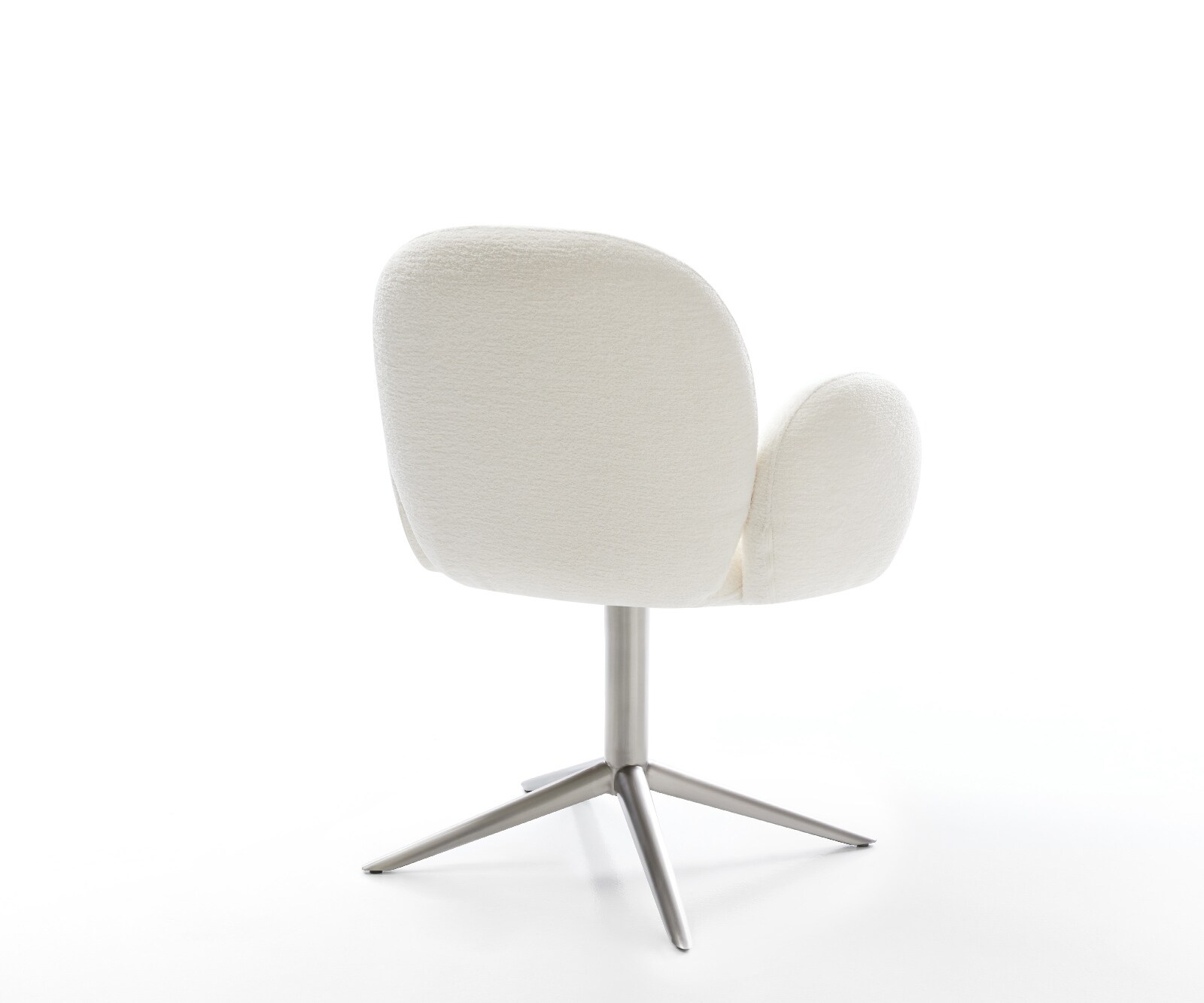 Chaise-pivotante Nube-Flex avec accoudoirs bouclé doux beige pied de chaise 4 branches acier inoxydable pivotement sur 360° fonction bascule resorts ensachés 5