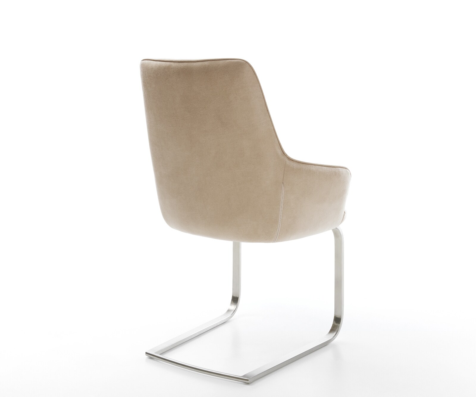 Cantilever Zelia-Flex avec accoudoirs microfibre beige vintage pied cantilever plat acier inoxydable ressorts ensachés 5