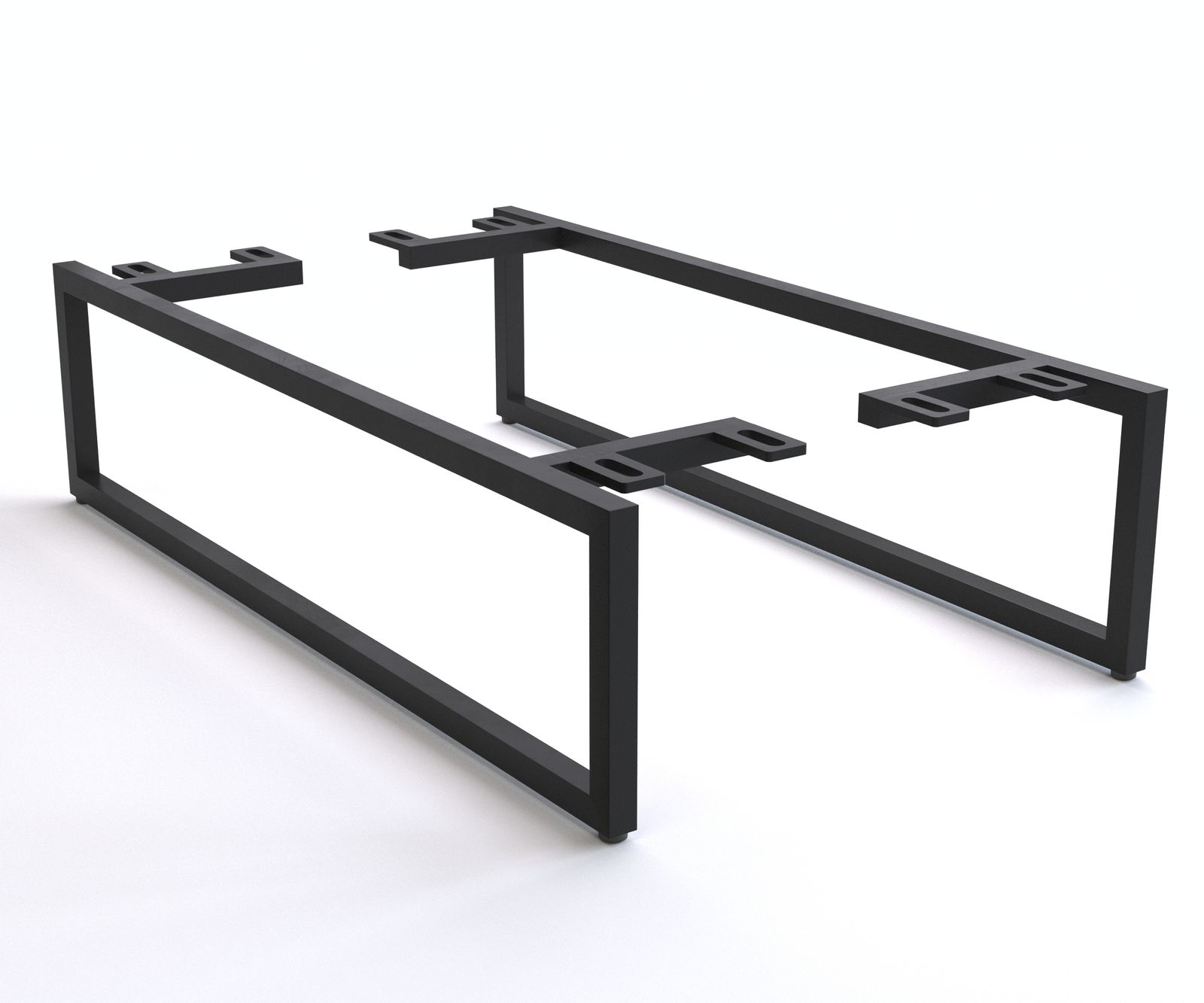 Pied Patin mince 20 cm Métal noir pour meubles à caisson de profondeur 60 cm (lot de 2)