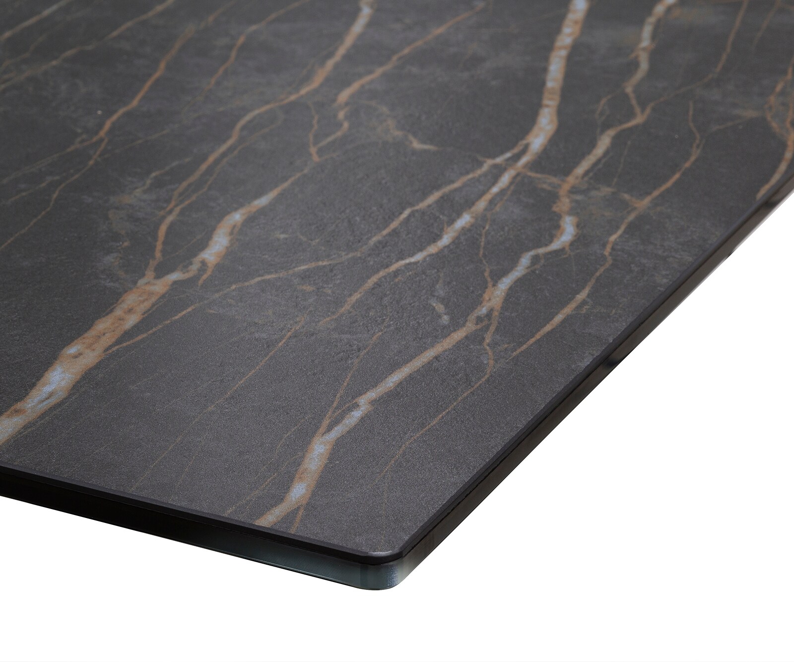 Esstisch Edge 200-300x100 Keramik Laminam®Noir Desir Braun W-Gestell Effektfinish Titan Ausziehbar 4