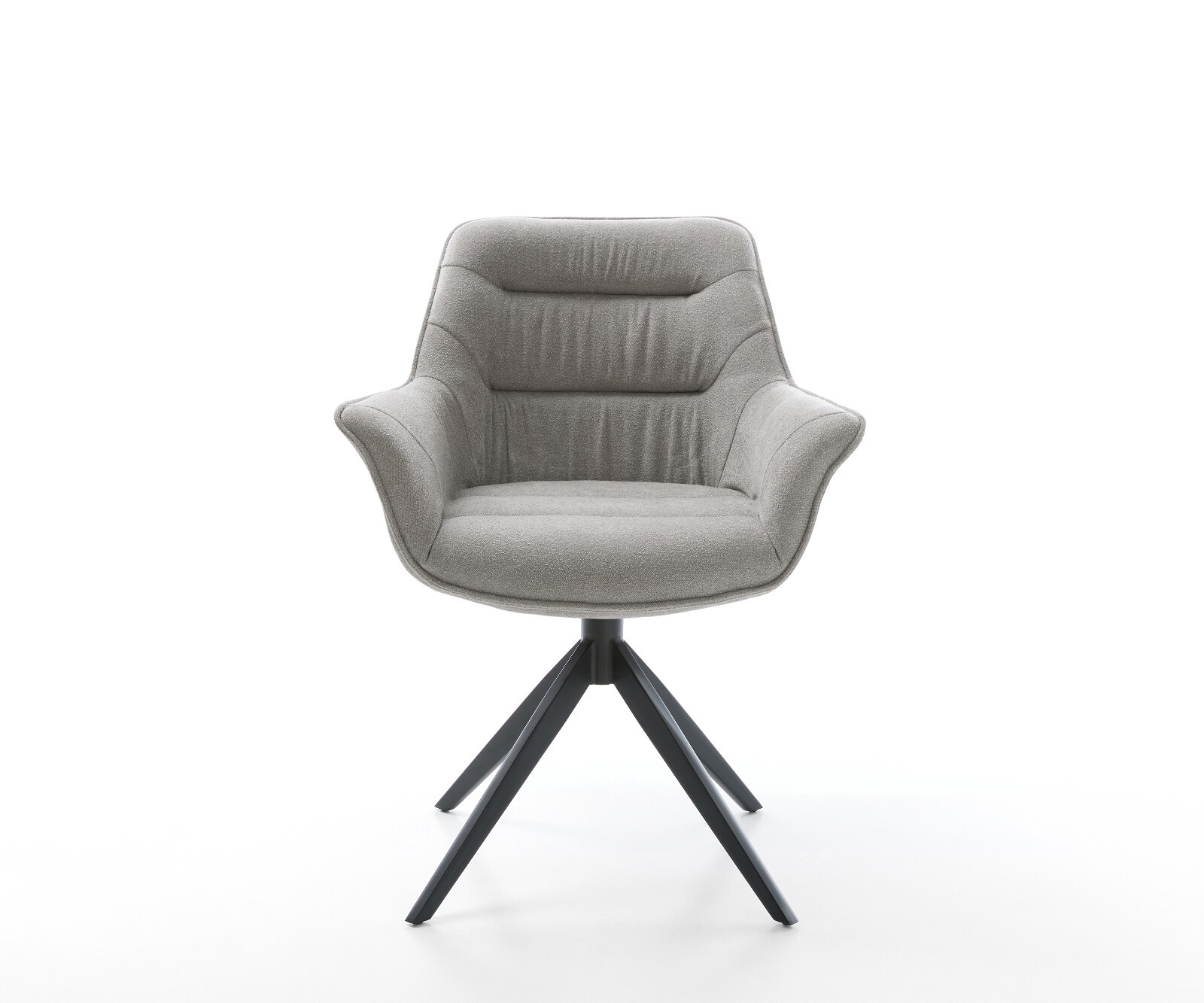 Drehstuhl Kaira-Flex Strukturstoff Soft Grau Kreuzgestell breit Schwarz 360° drehbar Wippfunktion 2