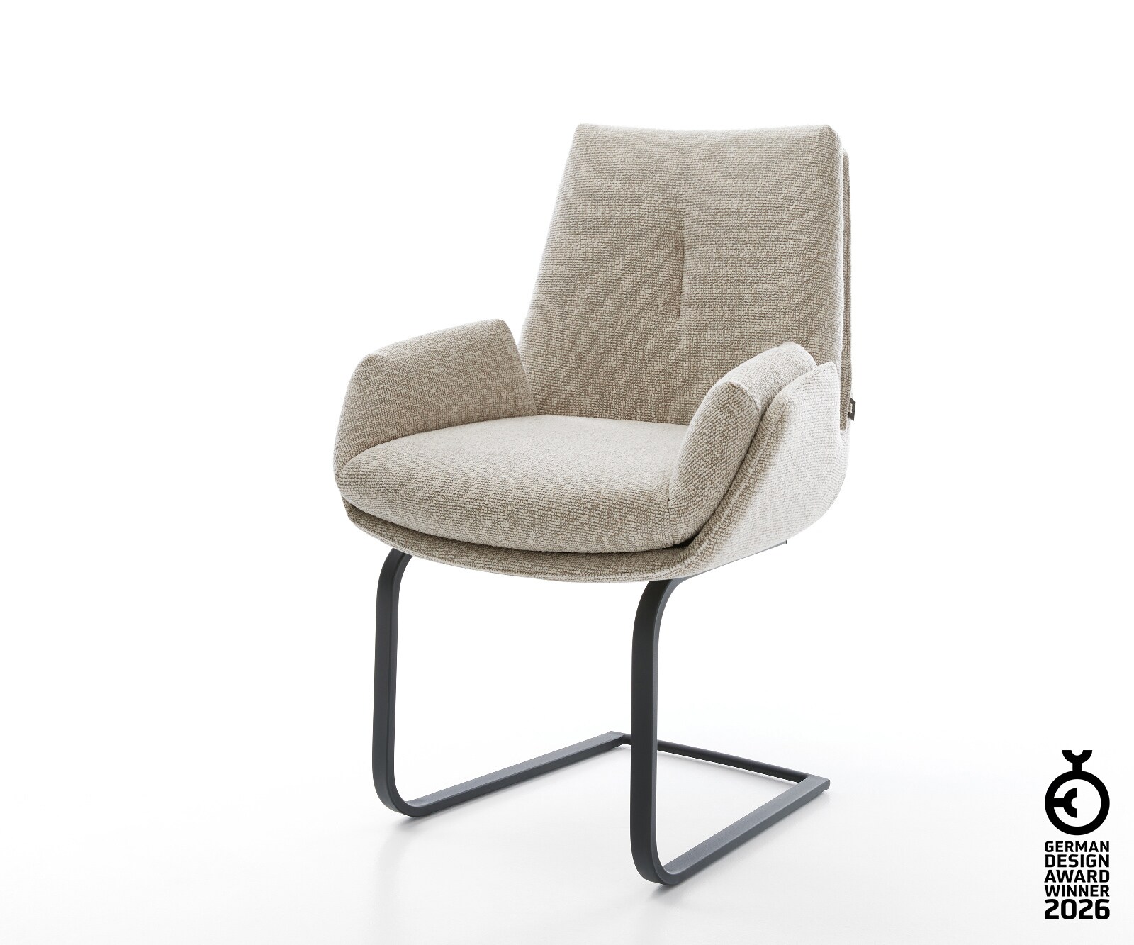 Cantilever Clea-Flex tissu tissé doux beige pied cantilever plat noir