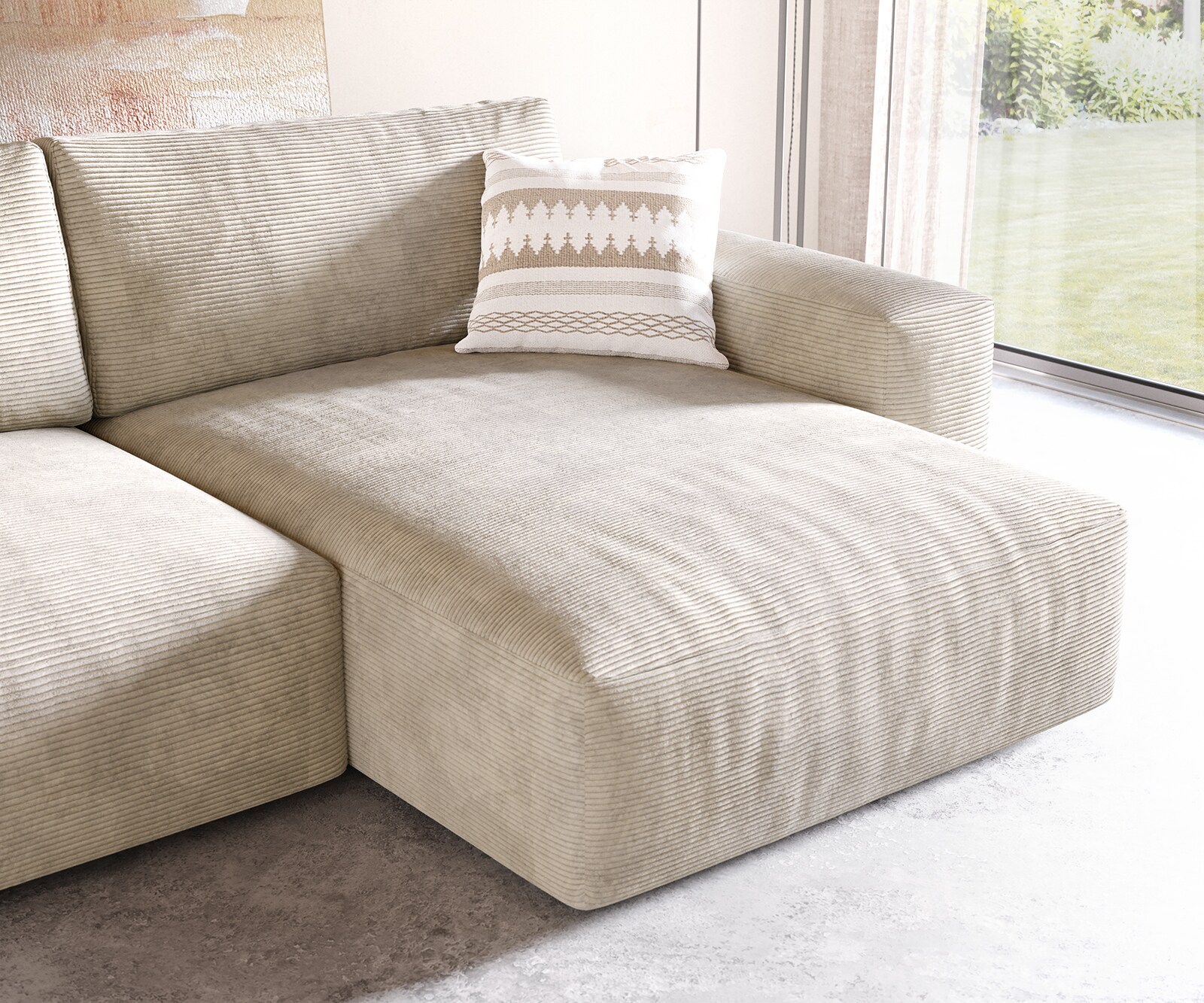 Ecksofa Lanzo XL 270x180 cm Cord Beige Recamiere variabel 5
