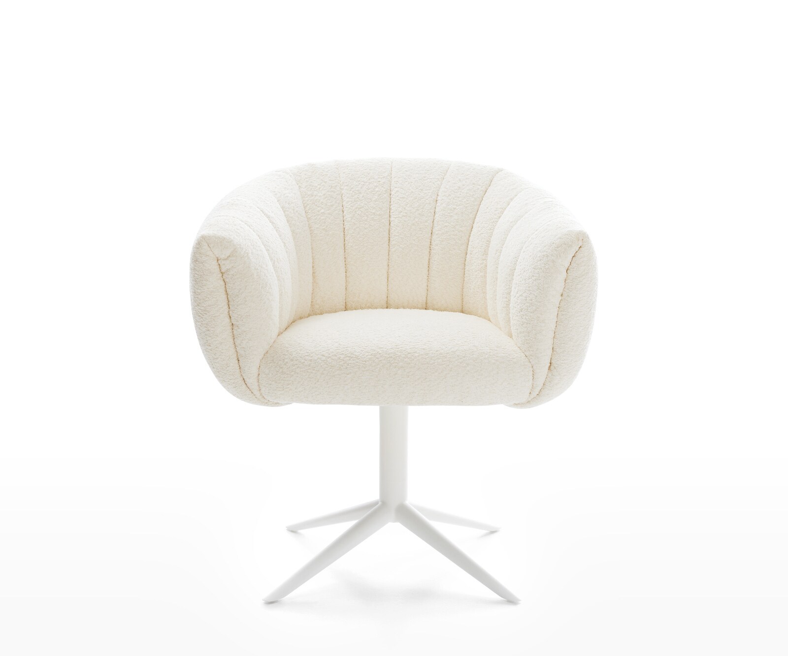 Drehstuhl Jada-Flex Bouclé Weiß Fußkreuz Weiß 360° drehbar Wippfunktion Taschenfederkern 1