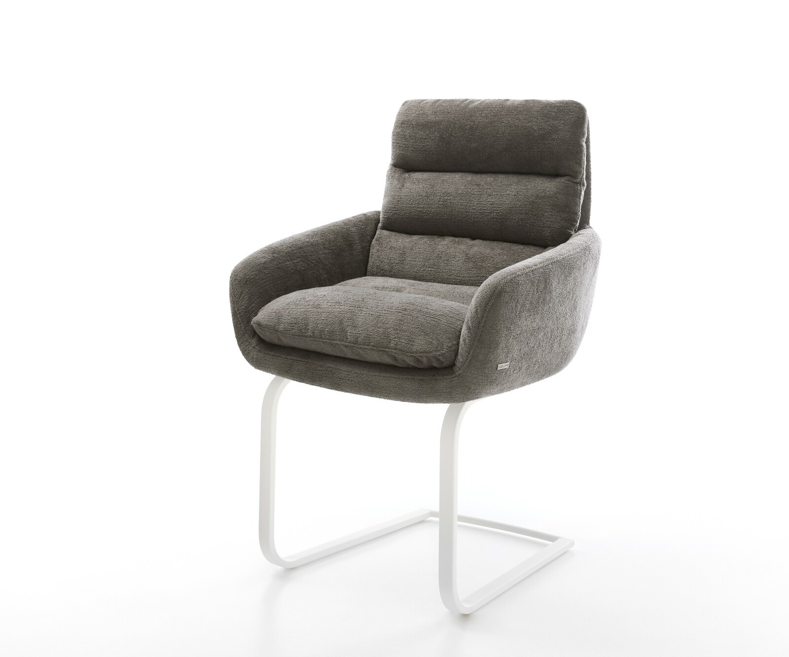 Freischwinger Abelia-Flex mit Armlehnen Bouclé Soft Schlamm Freischwinger flach Weiß 1