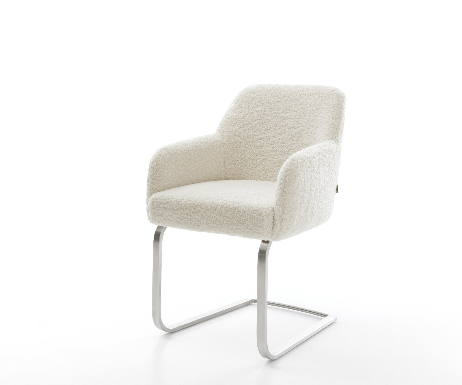 Freischwinger Greg-Flex Teddystoff Beige Freischwinger flach Edelstahl Taschenfederkern