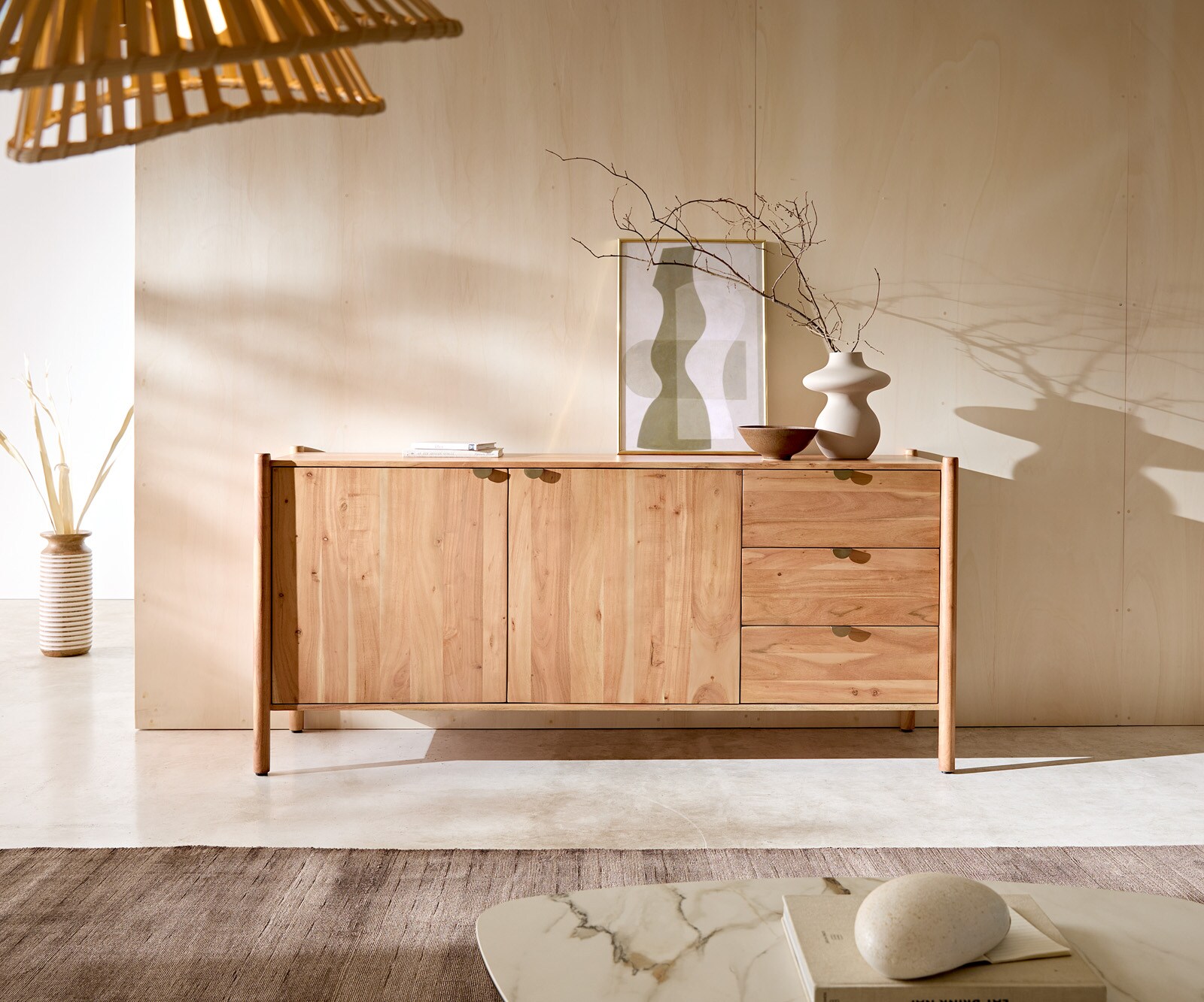 Buffet Caius 175 cm Acacia Aura 2 portes 3 tiroirs 1