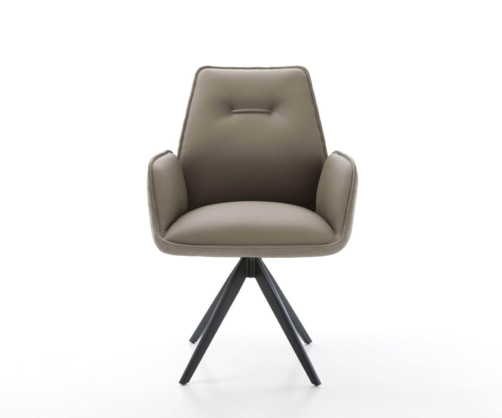 Chaise-de-salle-à-manger Zoa-Flex cuir de vache couleur boue pied croisé angulaire noir ressorts ensachés 1