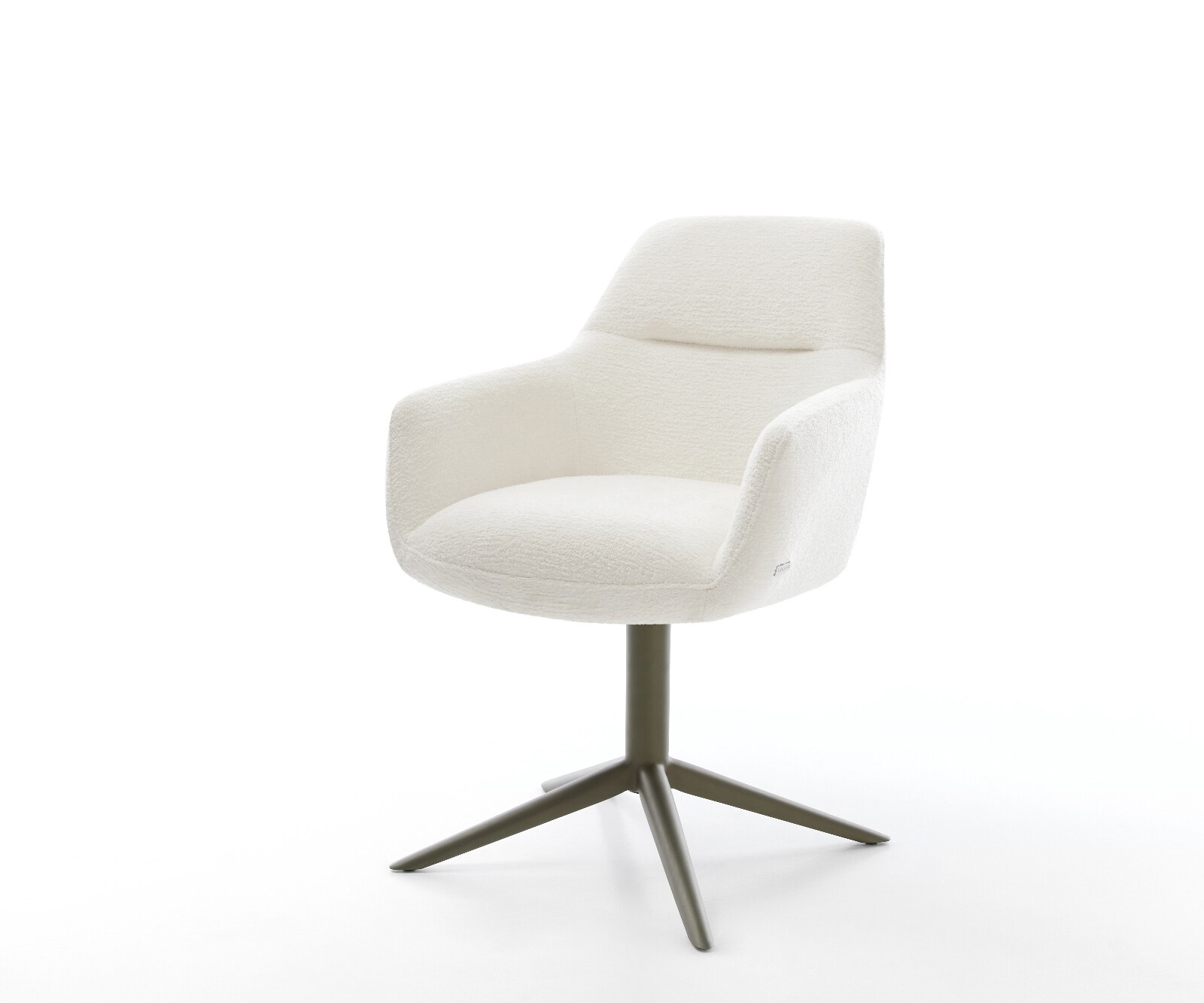 Drehstuhl Pejo-Flex Bouclé Soft Beige Fußkreuz Effektfinish Titan 360° drehbar Wippfunktion Taschenfederkern 1