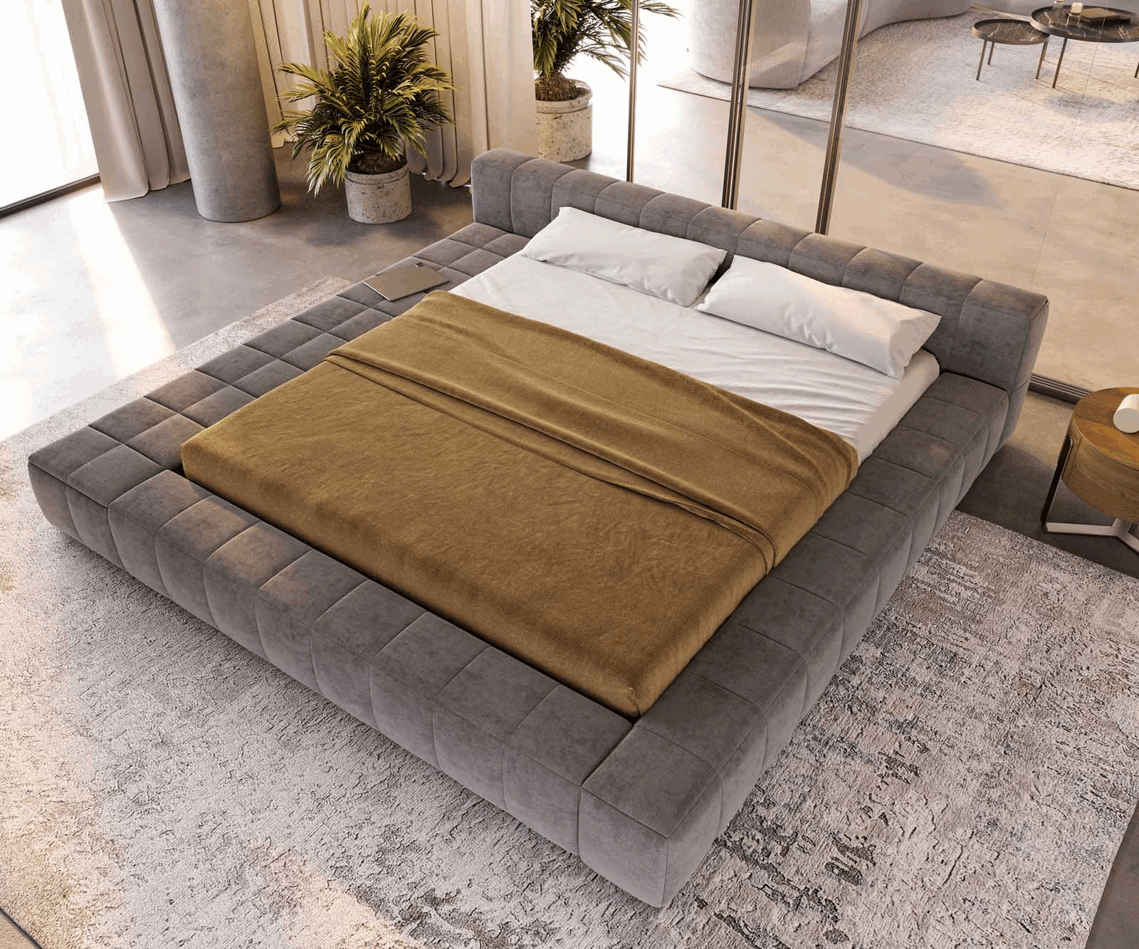 Polsterbettgestell Espazio 180x200 cm Mikrofaser Grau mit Stauraum 4