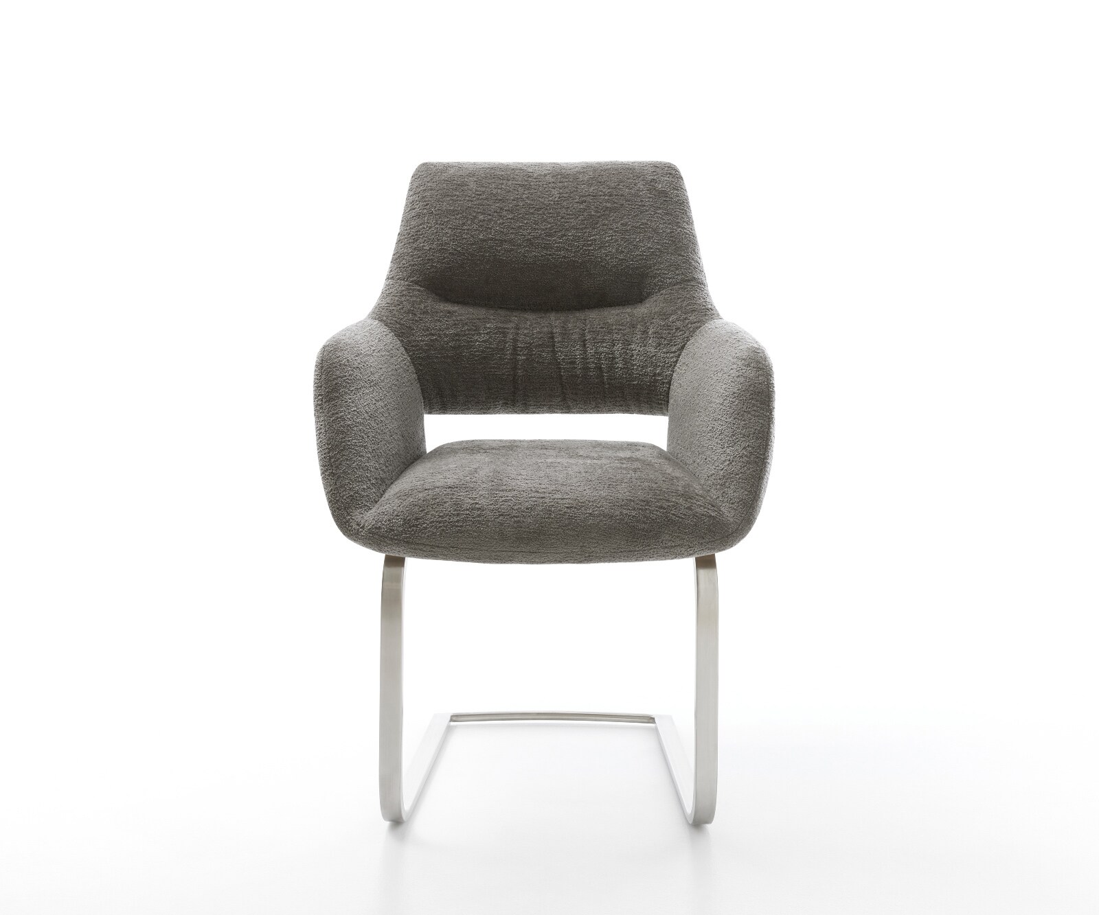 Freischwinger Yago-Flex mit Armlehnen Bouclé Soft Schlamm Freischwinger flach Edelstahl Taschenfederkern 1