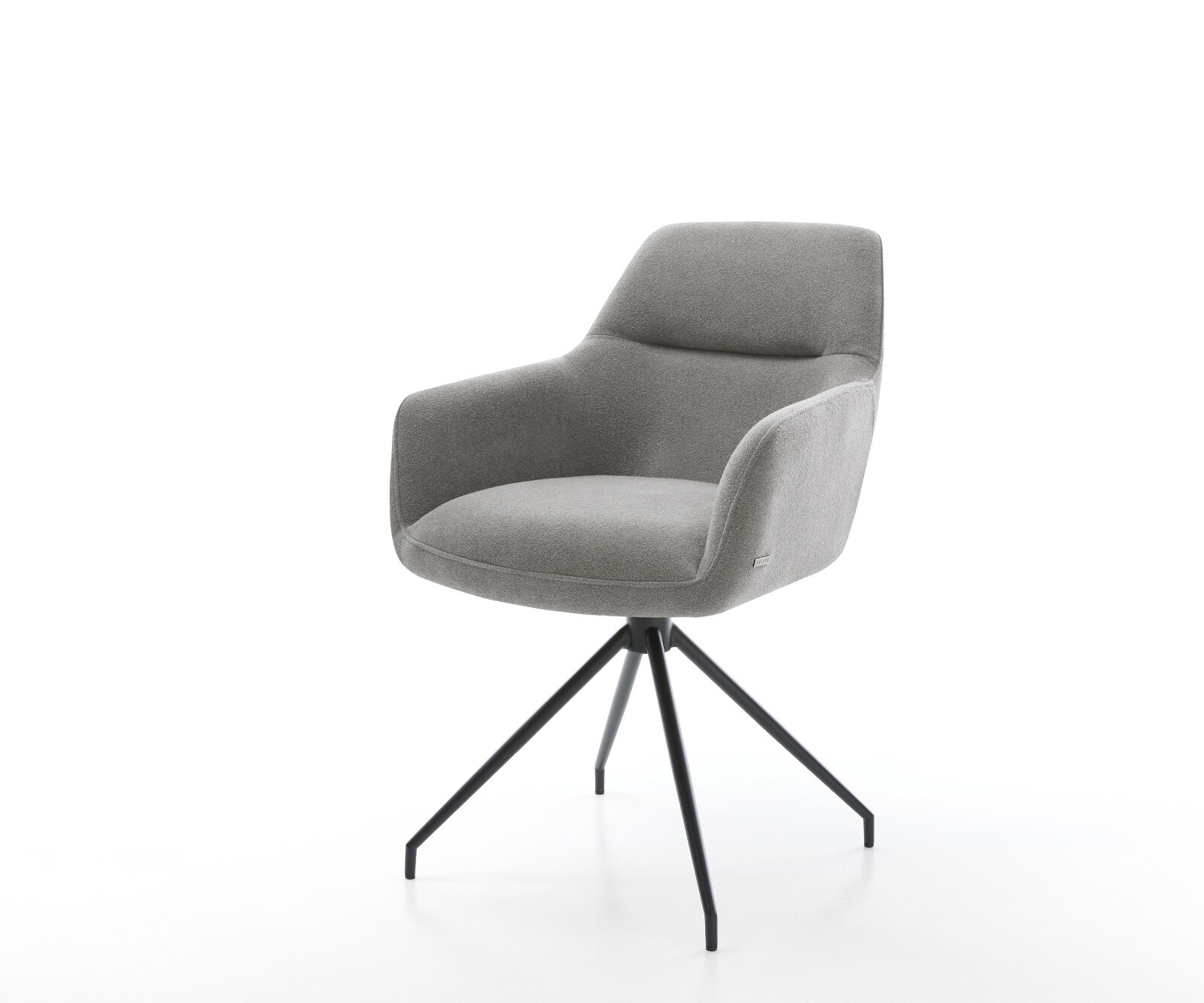 Chaise-de-salle-à-manger Pejo-Flex tissu structuré doux gris pied croisé conique noir resorts ensachés