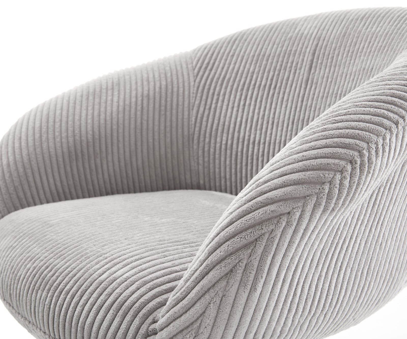 Chaise-pivotante Vinka-Flex avec accoudoirs côtelé gris argenté pied croisé large aspect titane pivotement sur 360° ressorts ensachés 4